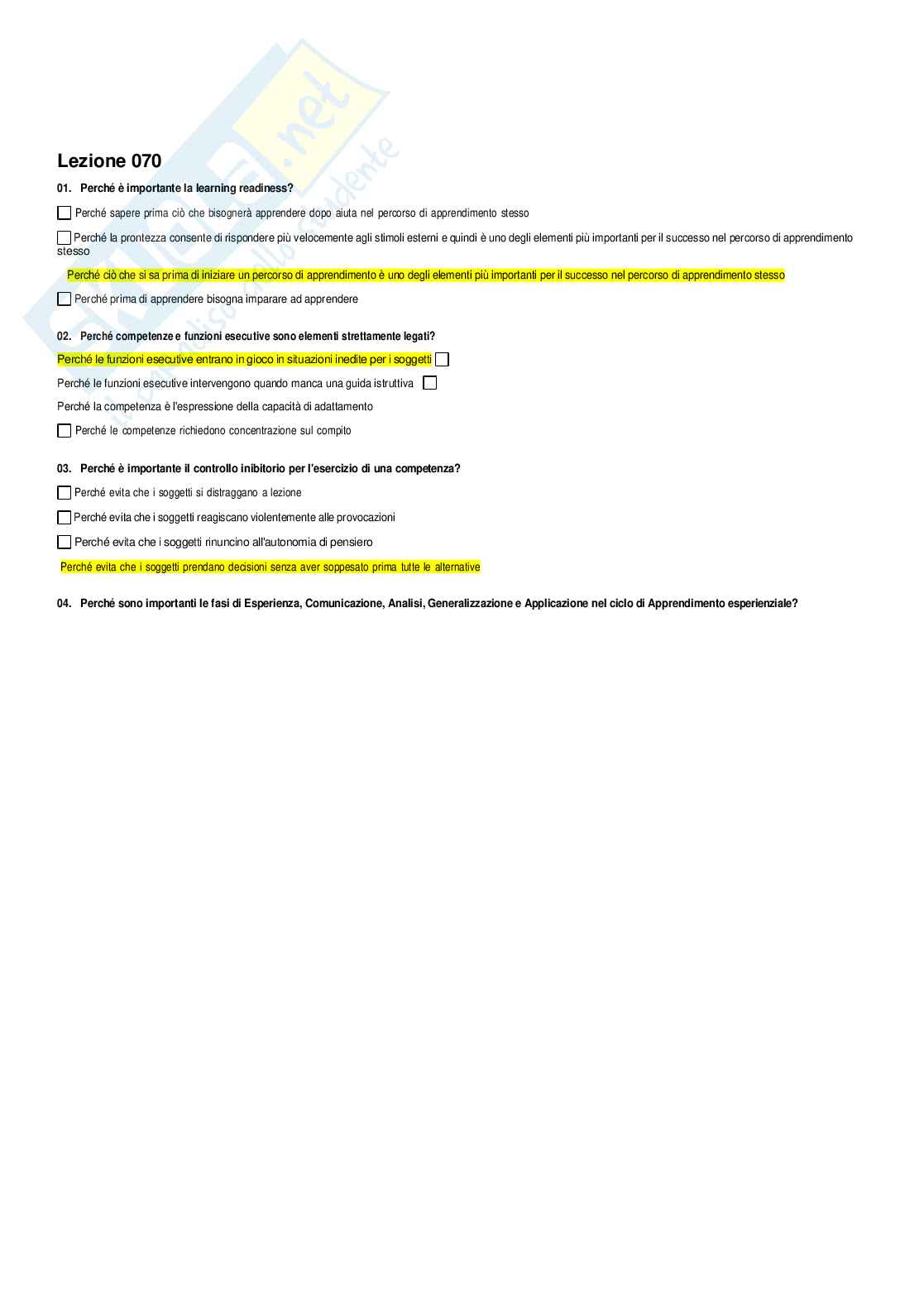 Paniere Pedagogia sperimentale Pag. 71