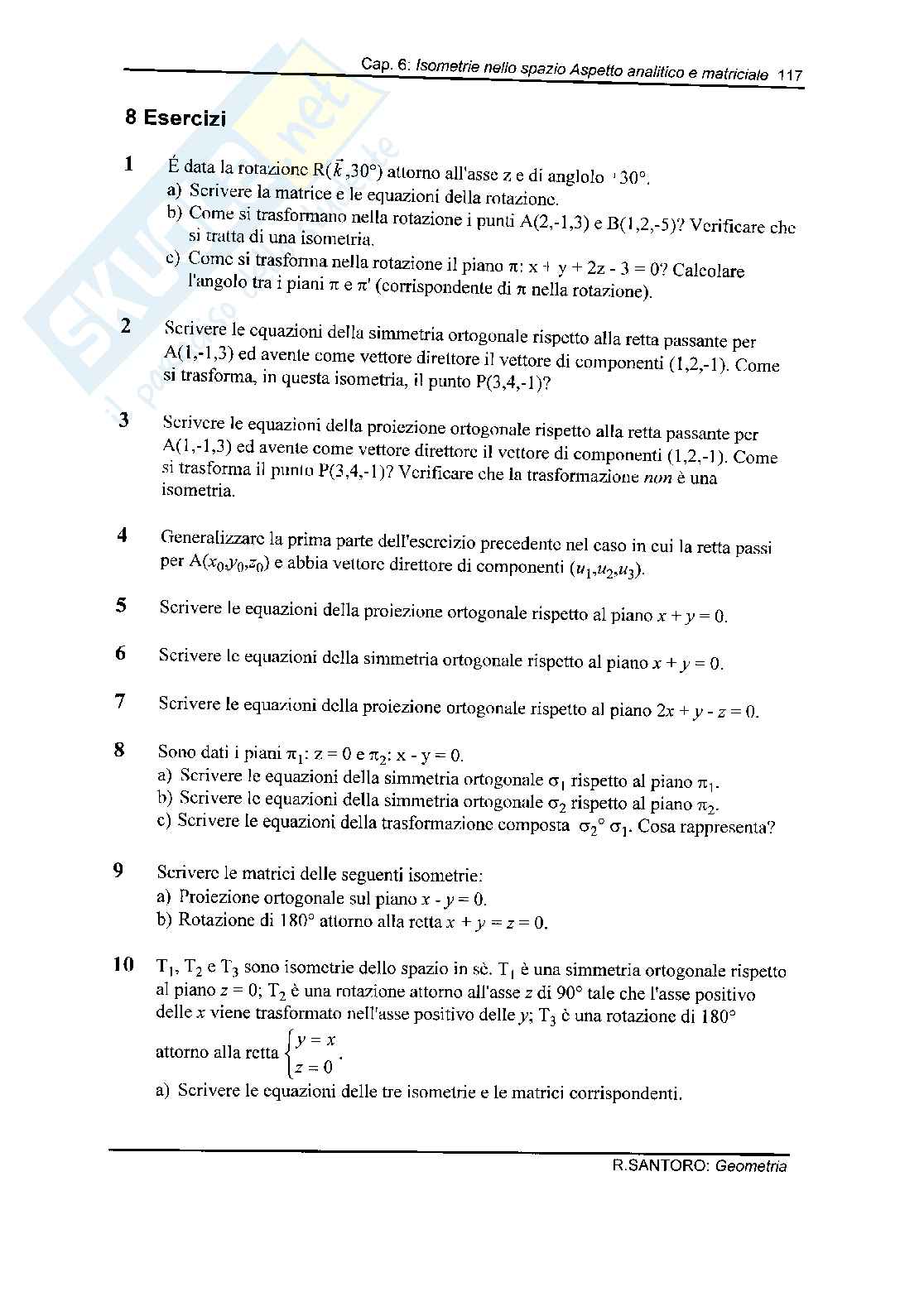 Isometrie nello spazio, aspetto analitico e matriciale Pag. 11