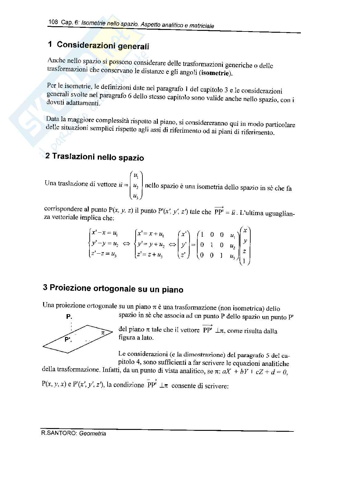 Isometrie nello spazio, aspetto analitico e matriciale Pag. 2