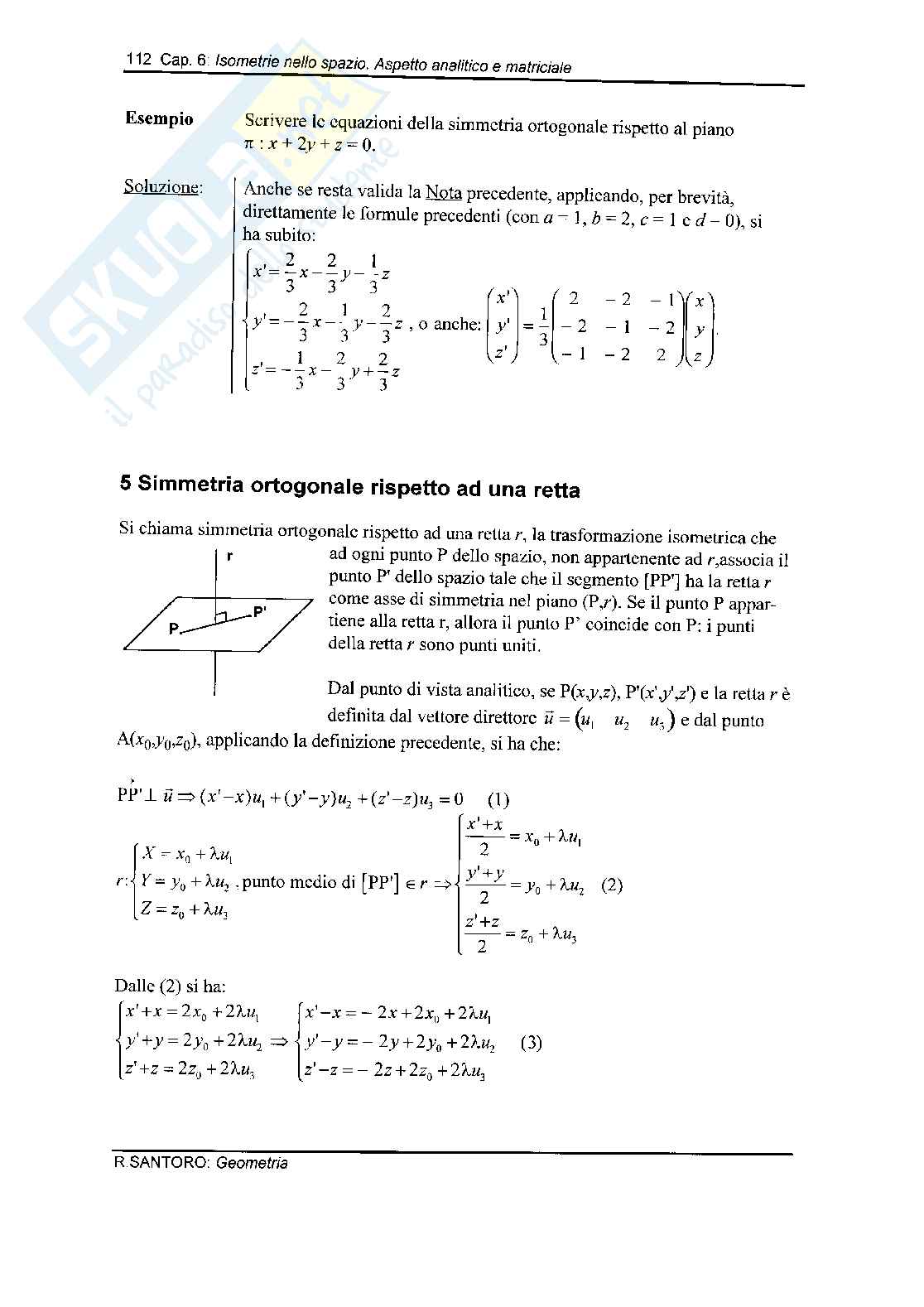Isometrie nello spazio, aspetto analitico e matriciale Pag. 6