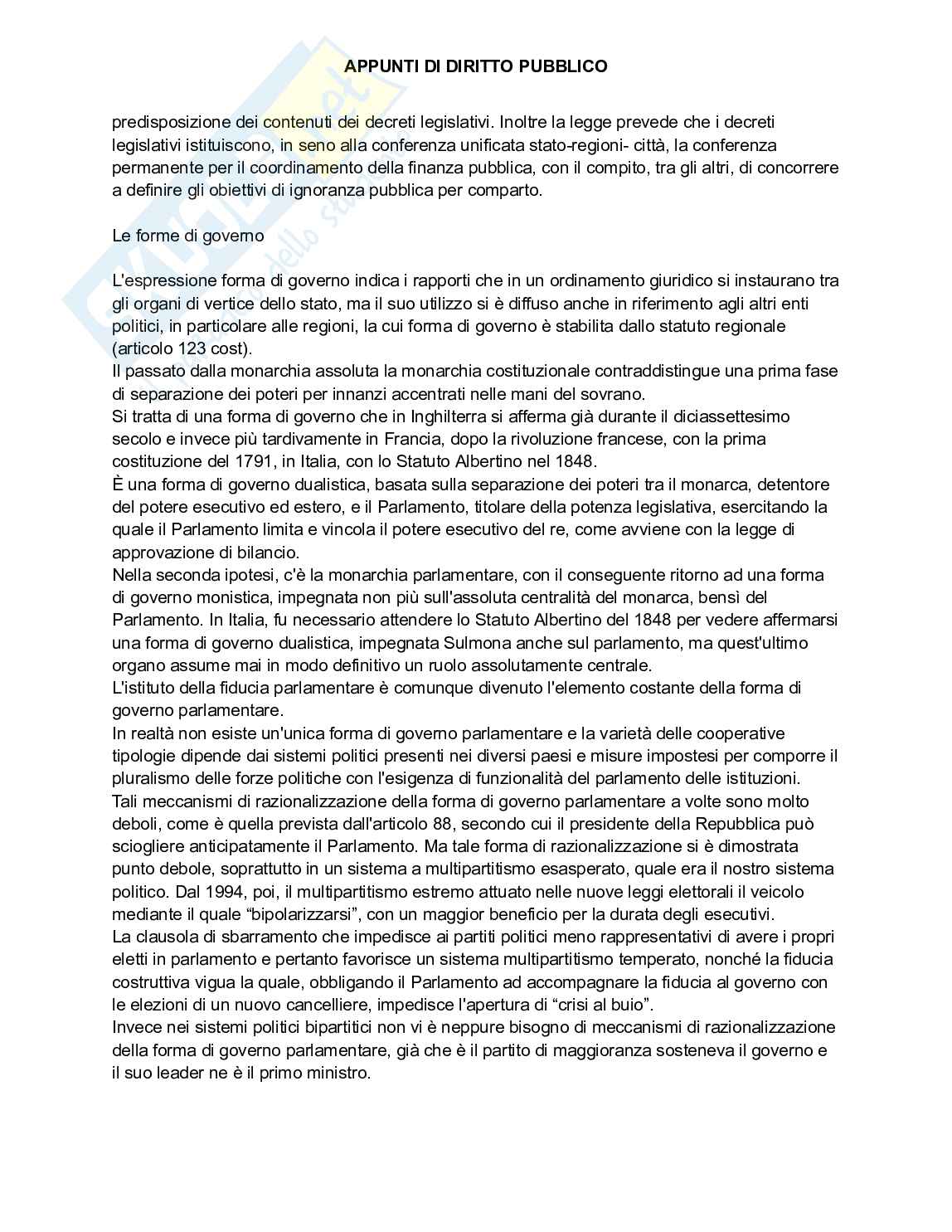 Riassunto esame Diritto pubblico, Prof. Sabbioni Paolo, libro consigliato Istituzioni di diritto pubblico , Sabbioni     Pag. 21
