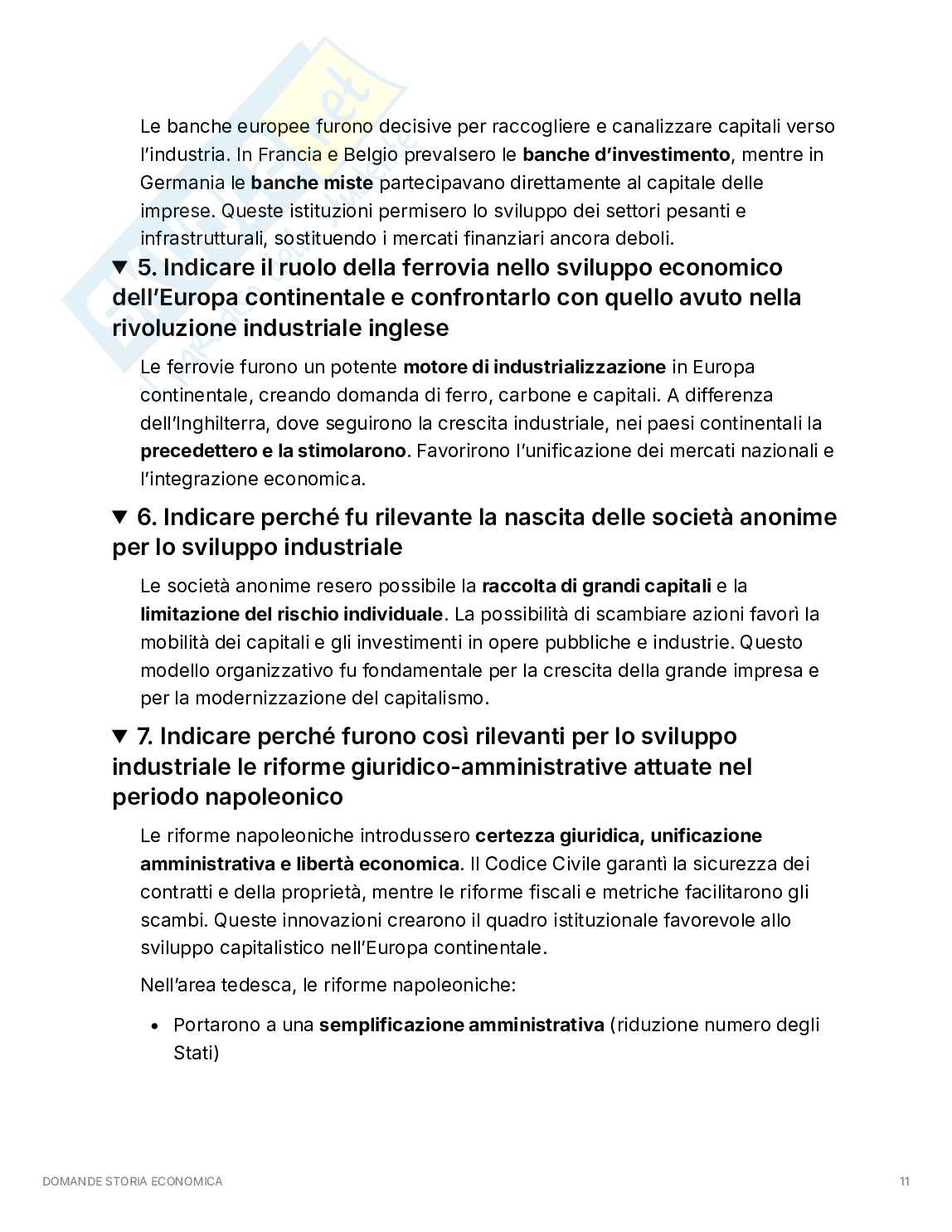 Domande di Storia economica: dalla Rivoluzione agraria all'Unione Europea Pag. 11