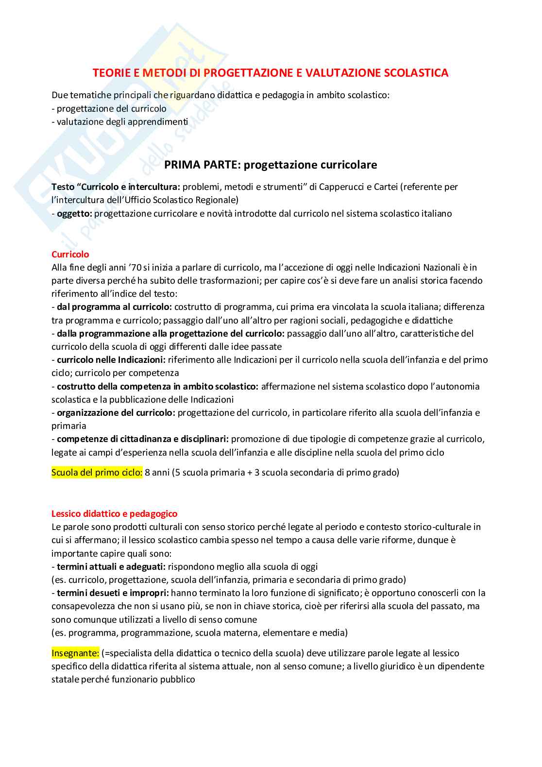Teorie e metodi di progettazione e di valutazione scolastica (B024359) - Kit completo, progettazione curricolare e valutazione | SFP Notes Vol.27 Pag. 1