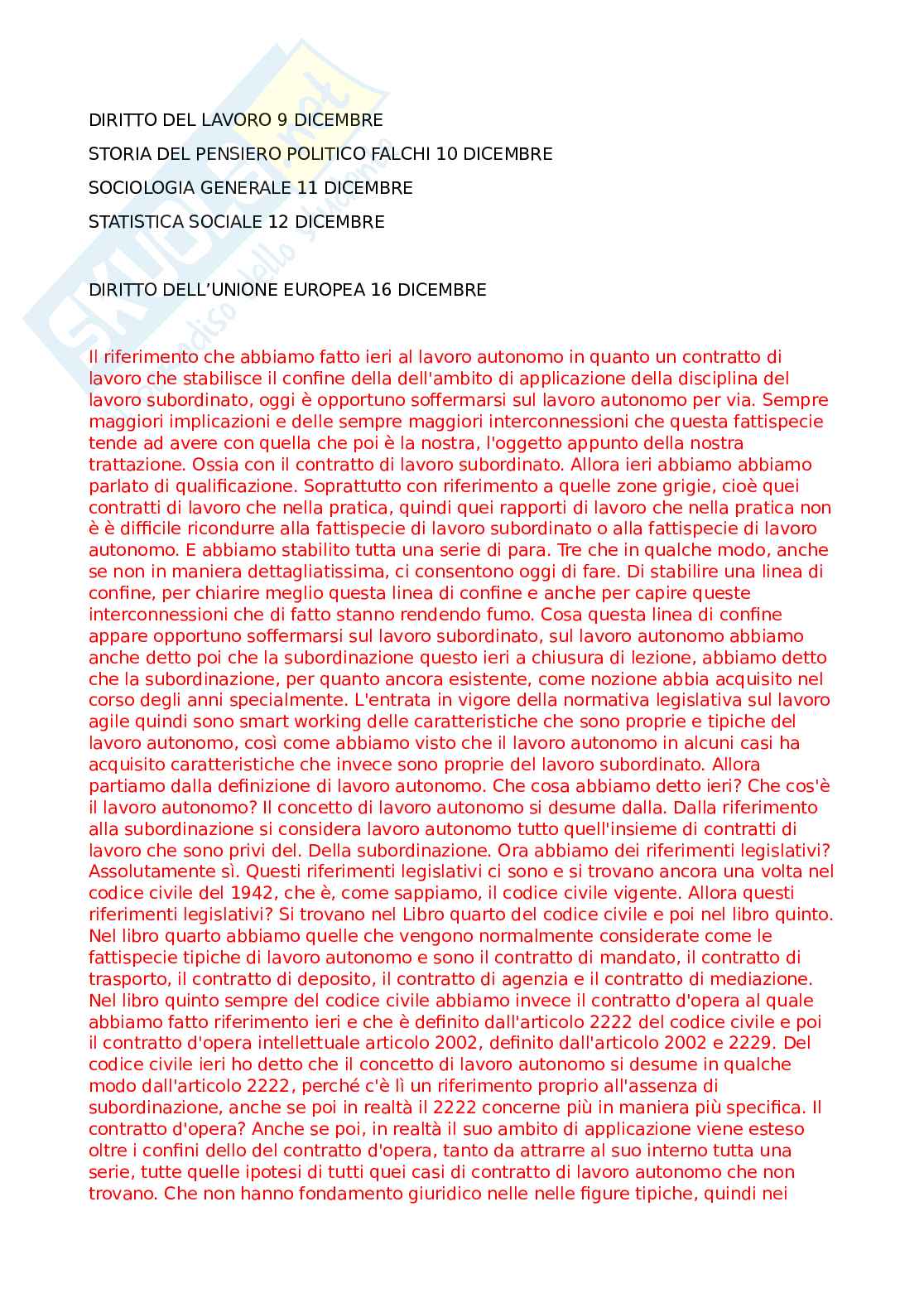 Appunti di Diritto del lavoro Pag. 1