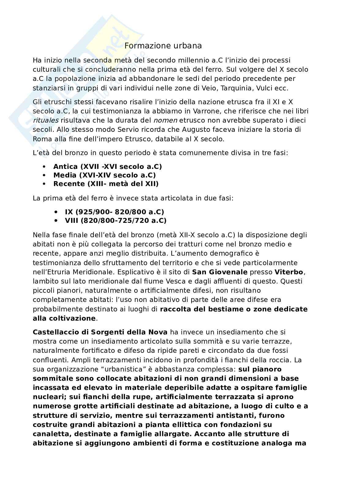Riassunto esame Etruscologia, Prof. Michetti Laura Maria, libro consigliato Manuale di introduzione all'etruscologia, Bartoloni Pag. 1