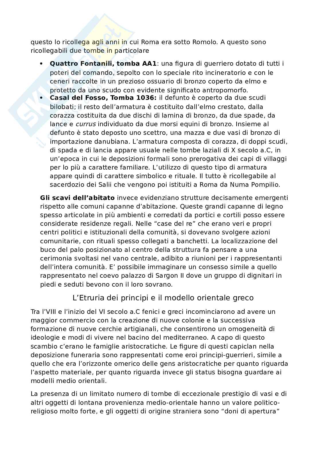 Riassunto esame Etruscologia, Prof. Michetti Laura Maria, libro consigliato Manuale di introduzione all'etruscologia, Bartoloni Pag. 11
