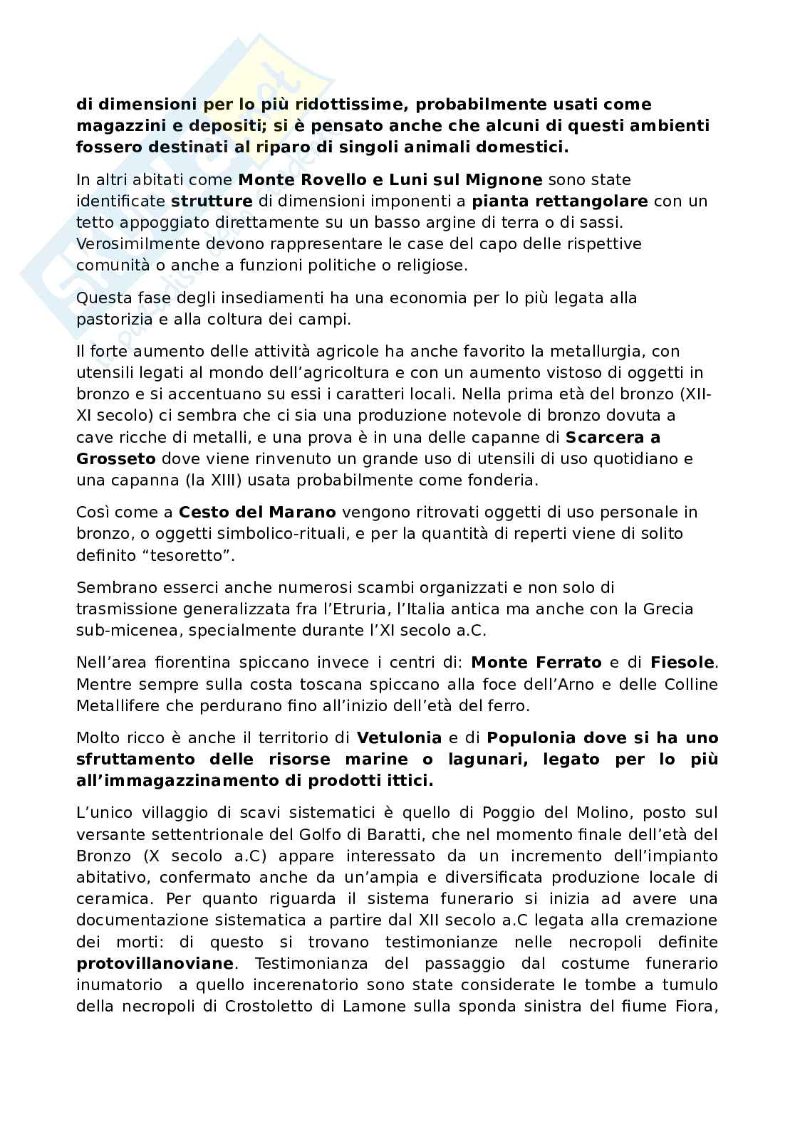 Riassunto esame Etruscologia, Prof. Michetti Laura Maria, libro consigliato Manuale di introduzione all'etruscologia, Bartoloni Pag. 2