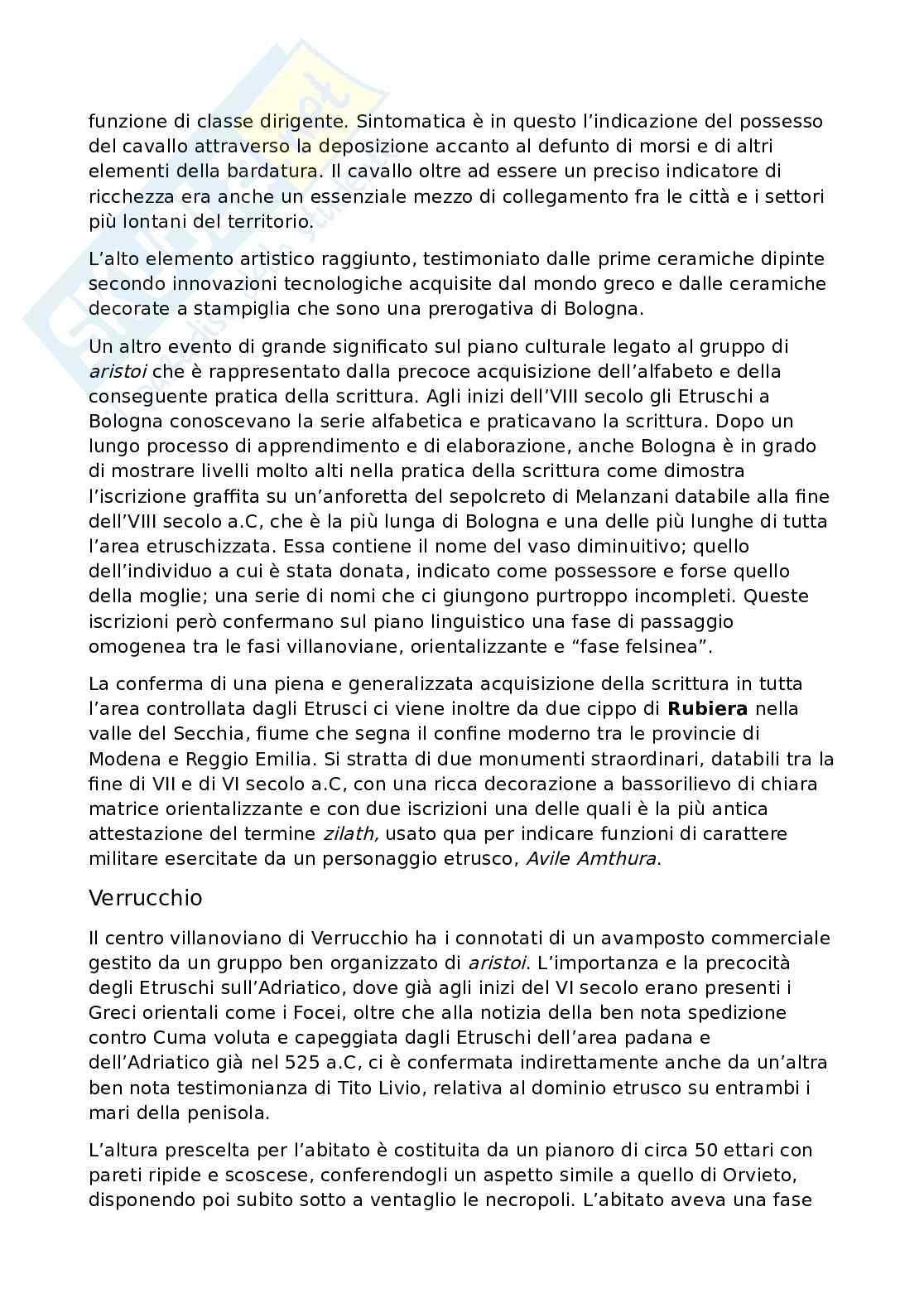 Riassunto esame Etruscologia, Prof. Michetti Laura Maria, libro consigliato Manuale di introduzione all'etruscologia, Bartoloni Pag. 21