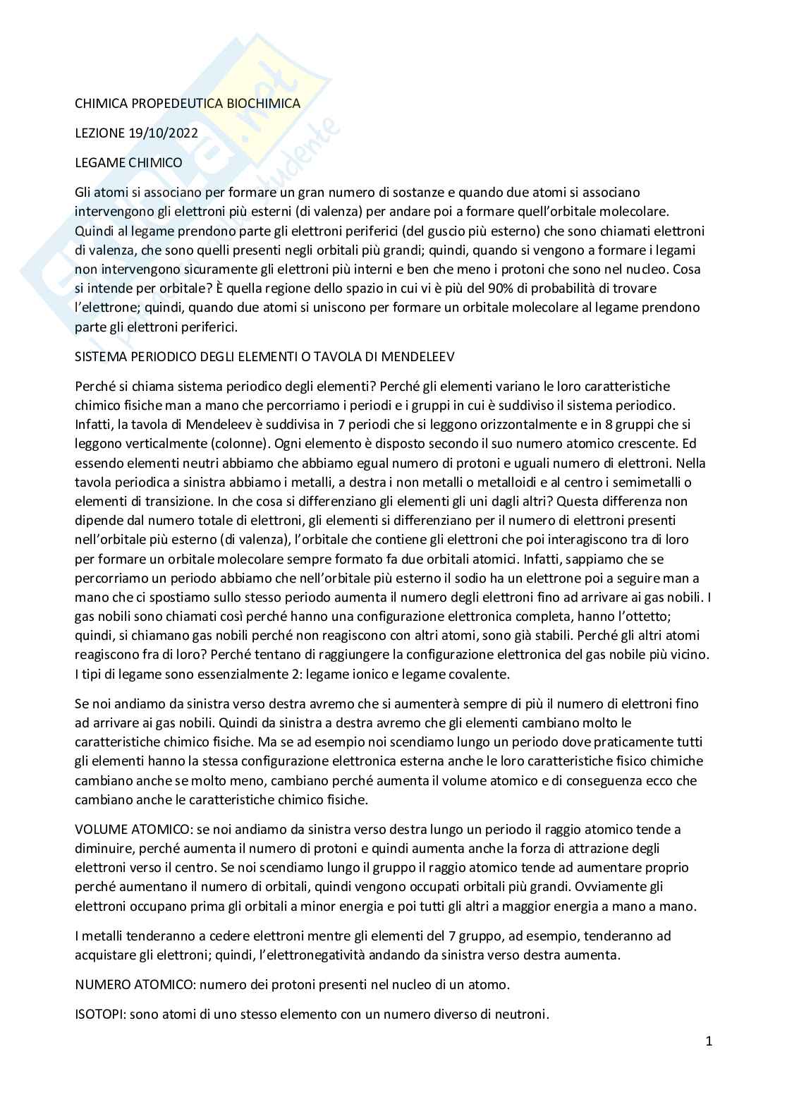 Elementi di Chimica e molecole biologiche Pag. 1
