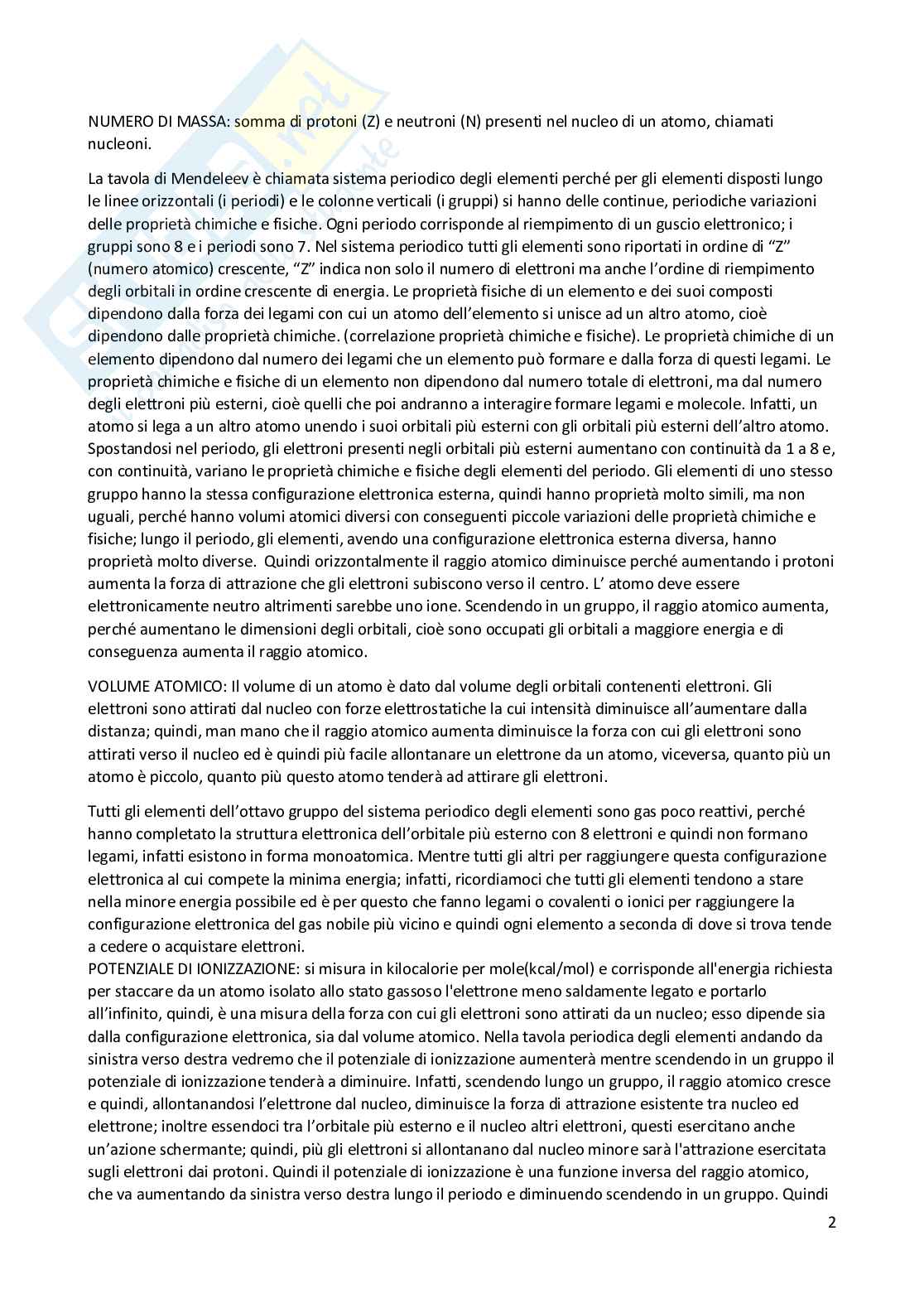 Elementi di Chimica e molecole biologiche Pag. 2