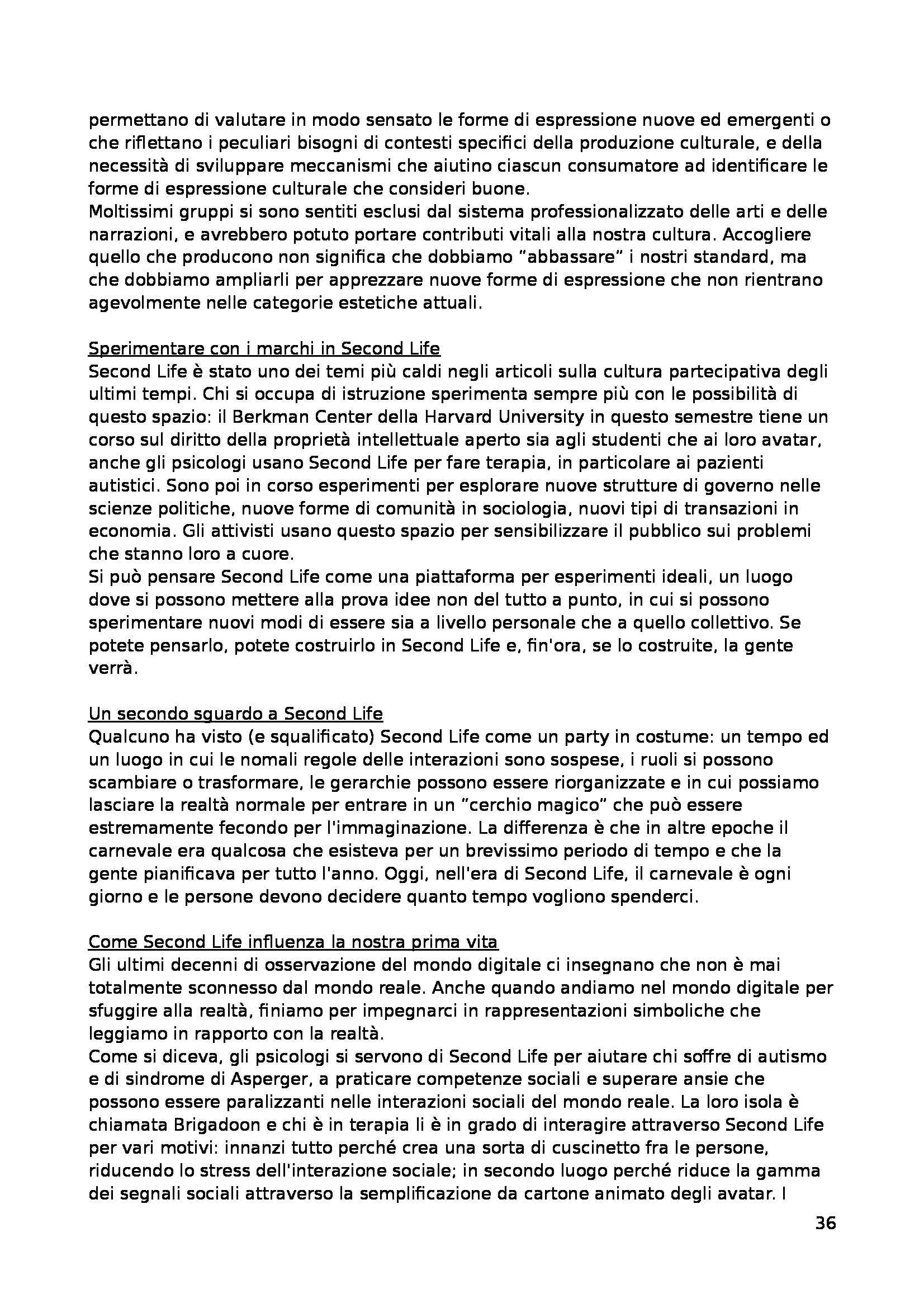 Riassunto esame Comunicazione di massa, prof. Bellavita, libro consigliato Cultura convergente, Jenkins cap 1-2-3 e postilla Pag. 36