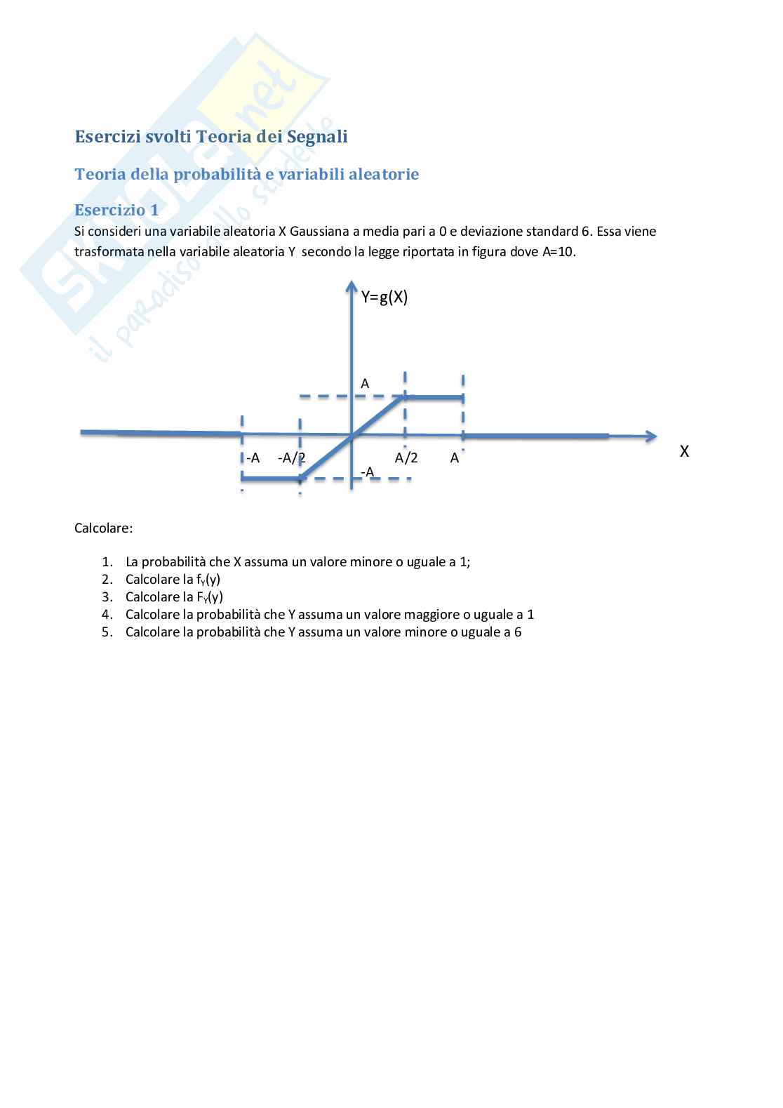 Esercizi teoria della probabilità e variabili aleatorie - Parte 1 Pag. 1