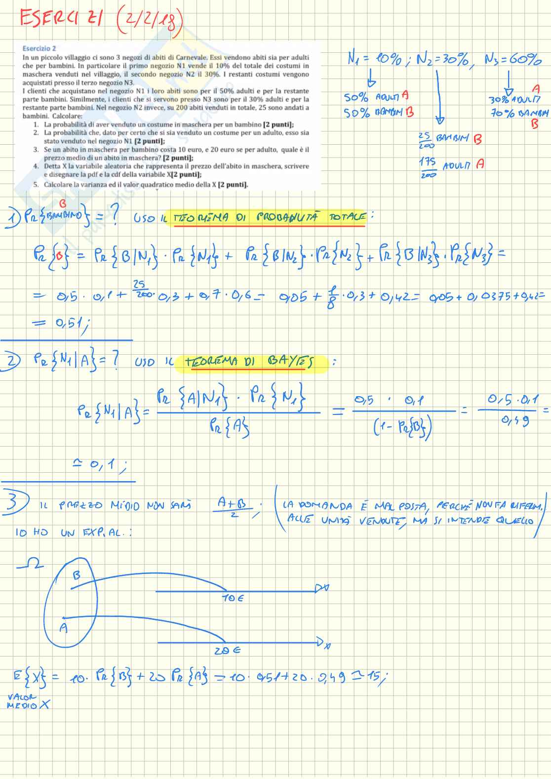 Esercizi teoria della probabilità e variabili aleatorie - Parte 1 Pag. 16