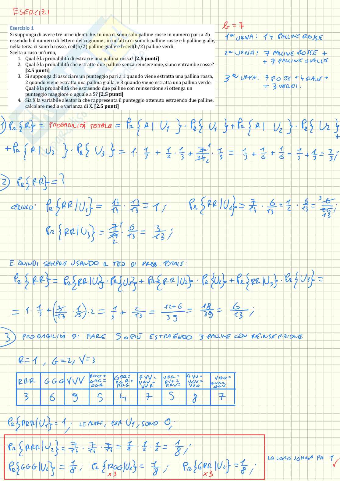 Esercizi teoria della probabilità e variabili aleatorie - Parte 1 Pag. 36