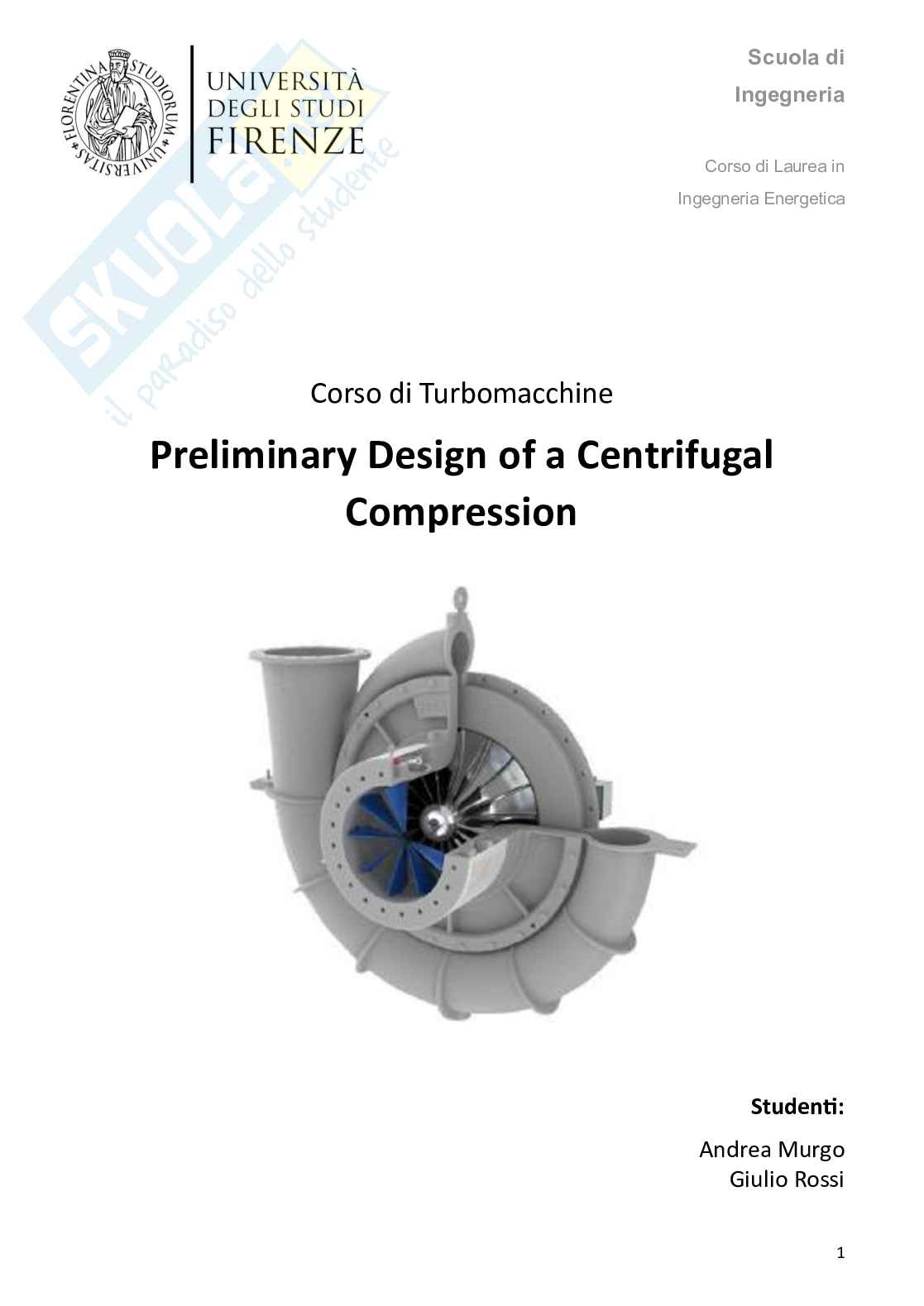 Progetti esame Turbomacchine  Pag. 1