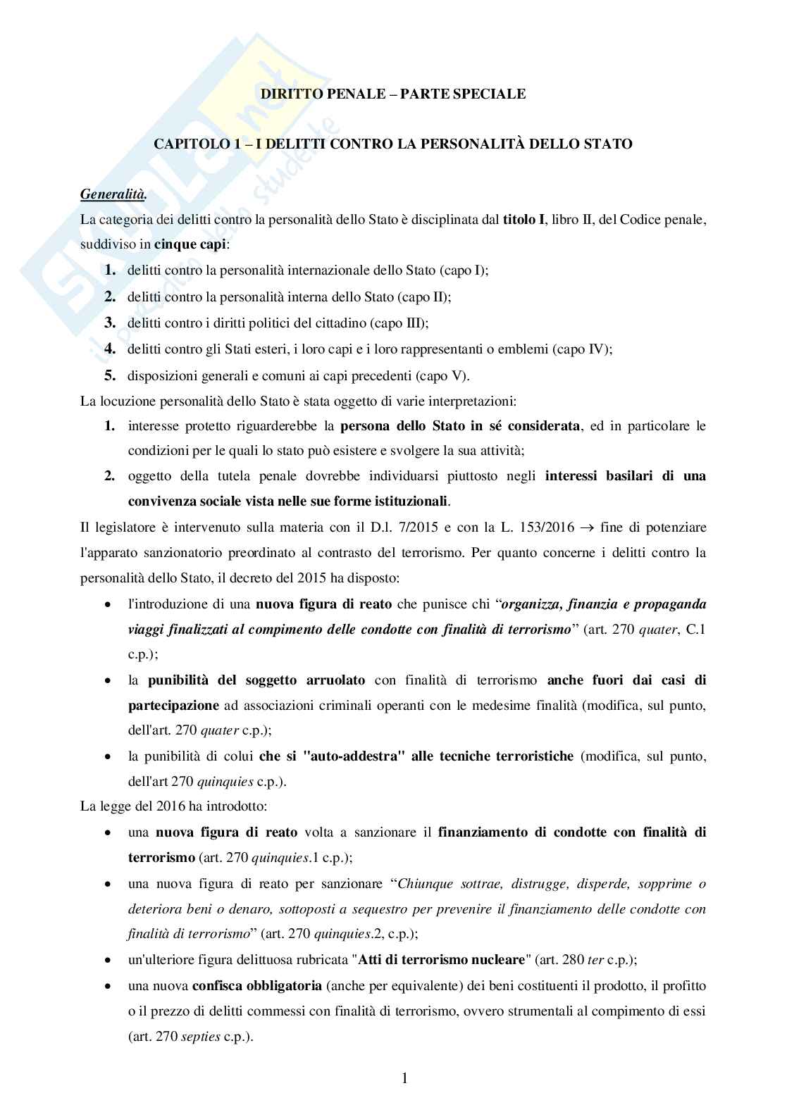 Diritto penale - parte speciale Pag. 1
