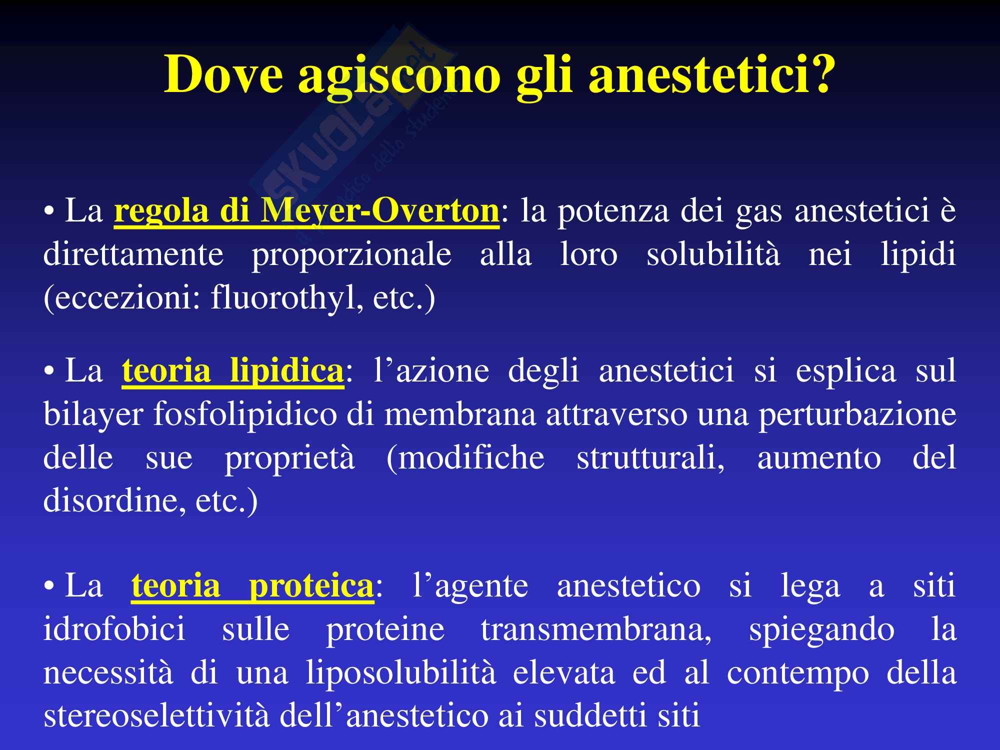 Sede di azione anestetici Pag. 1
