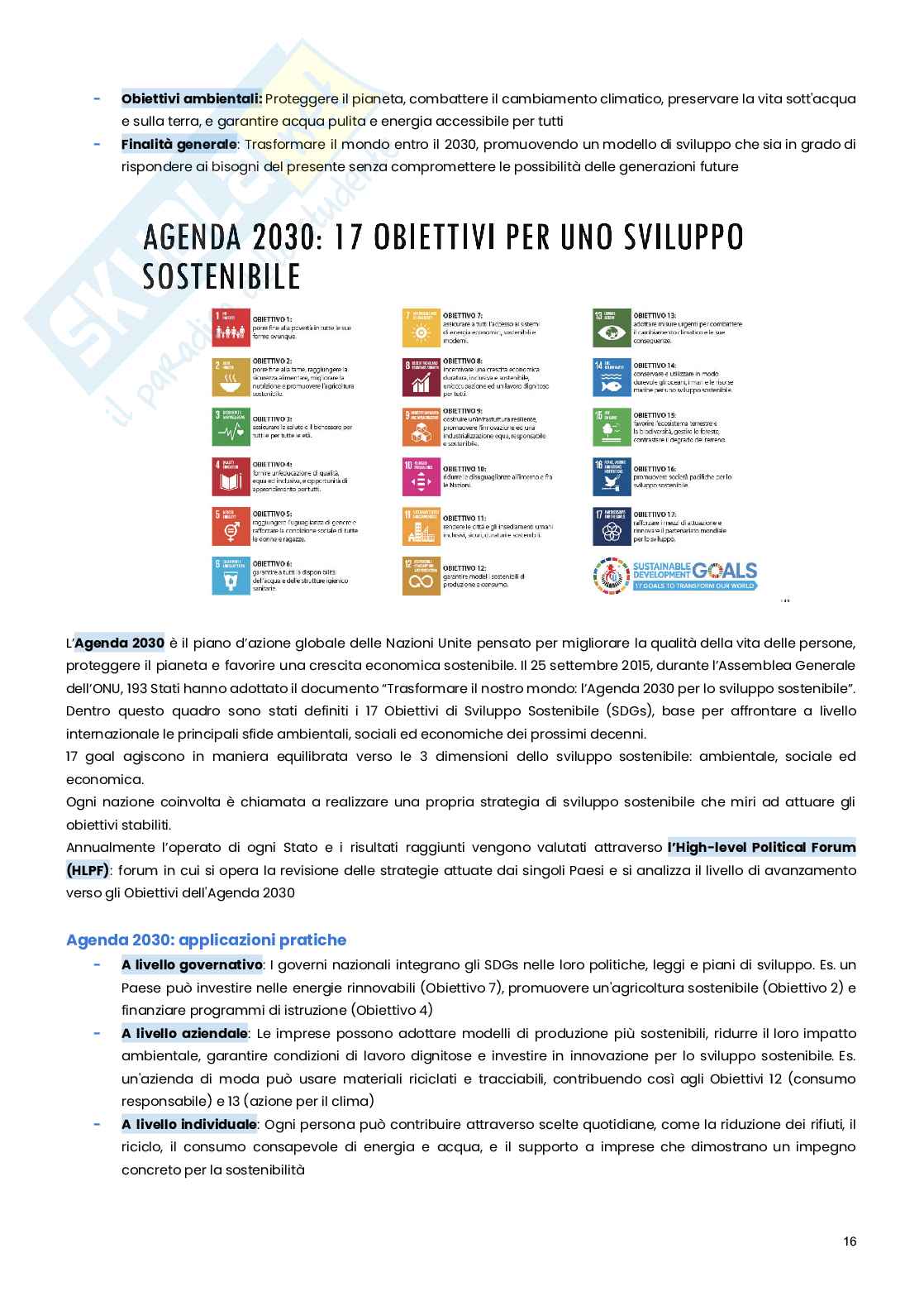 Management e gestione delle imprese sostenibili   Pag. 16