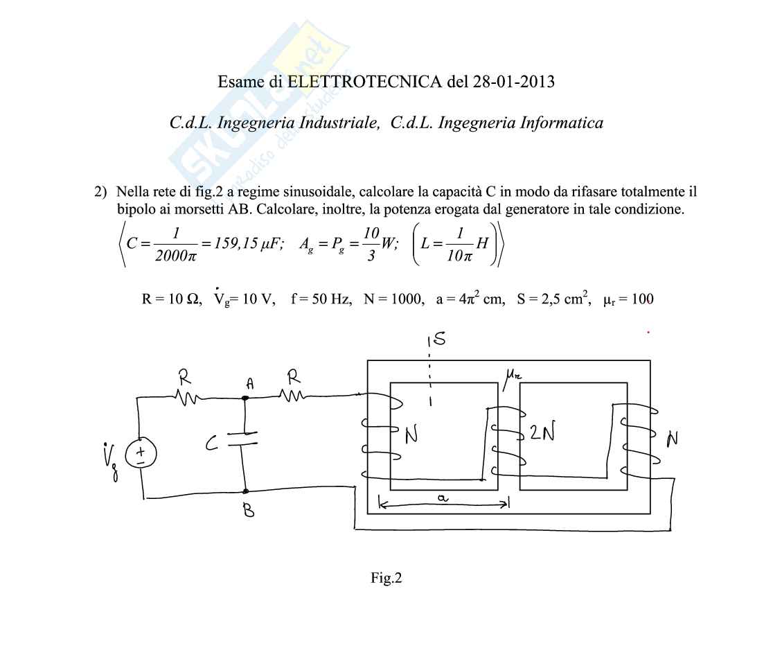 Esercizi svolti di Elettrotecnica sui circuiti magnetici Pag. 1