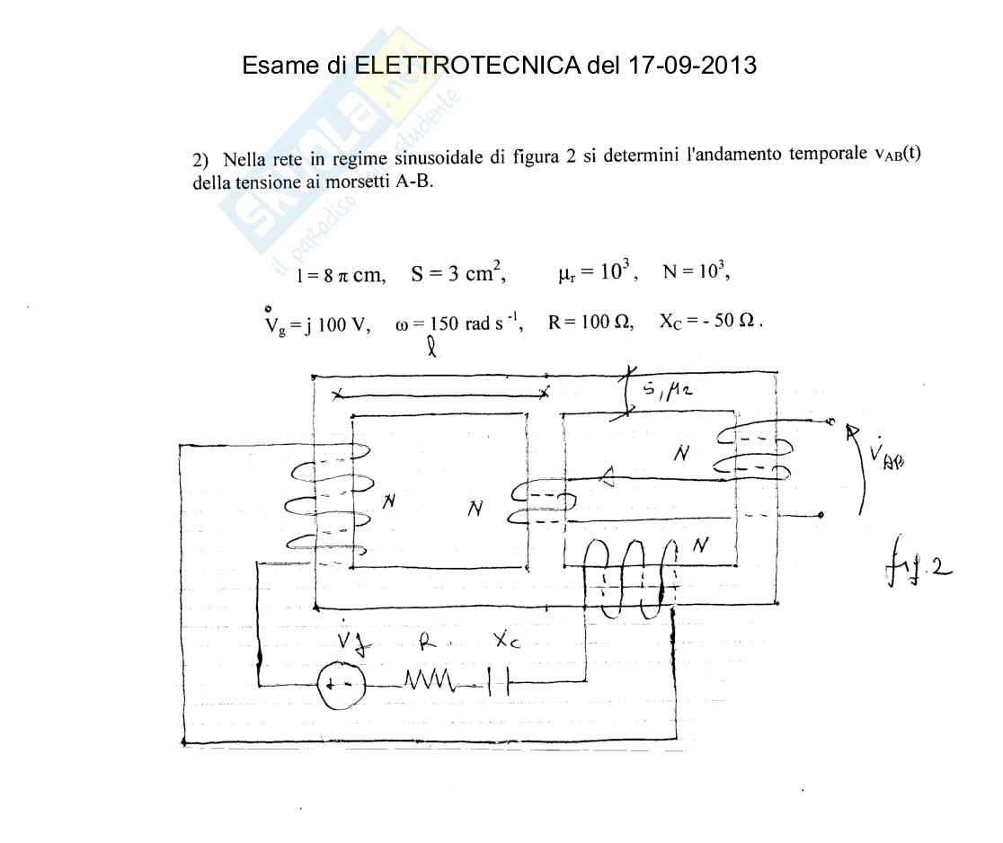 Esercizi svolti di Elettrotecnica sui circuiti magnetici Pag. 6
