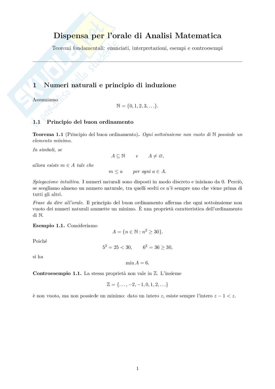 Teoria Analisi 1 Pag. 1