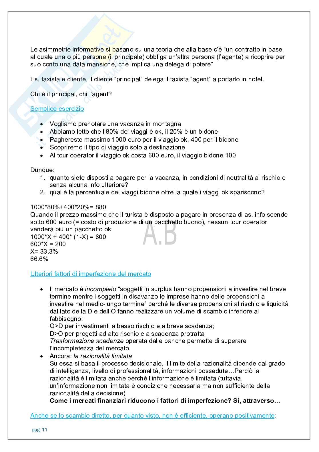Appunti lezioni Economia degli intermediari finanziari   Pag. 11