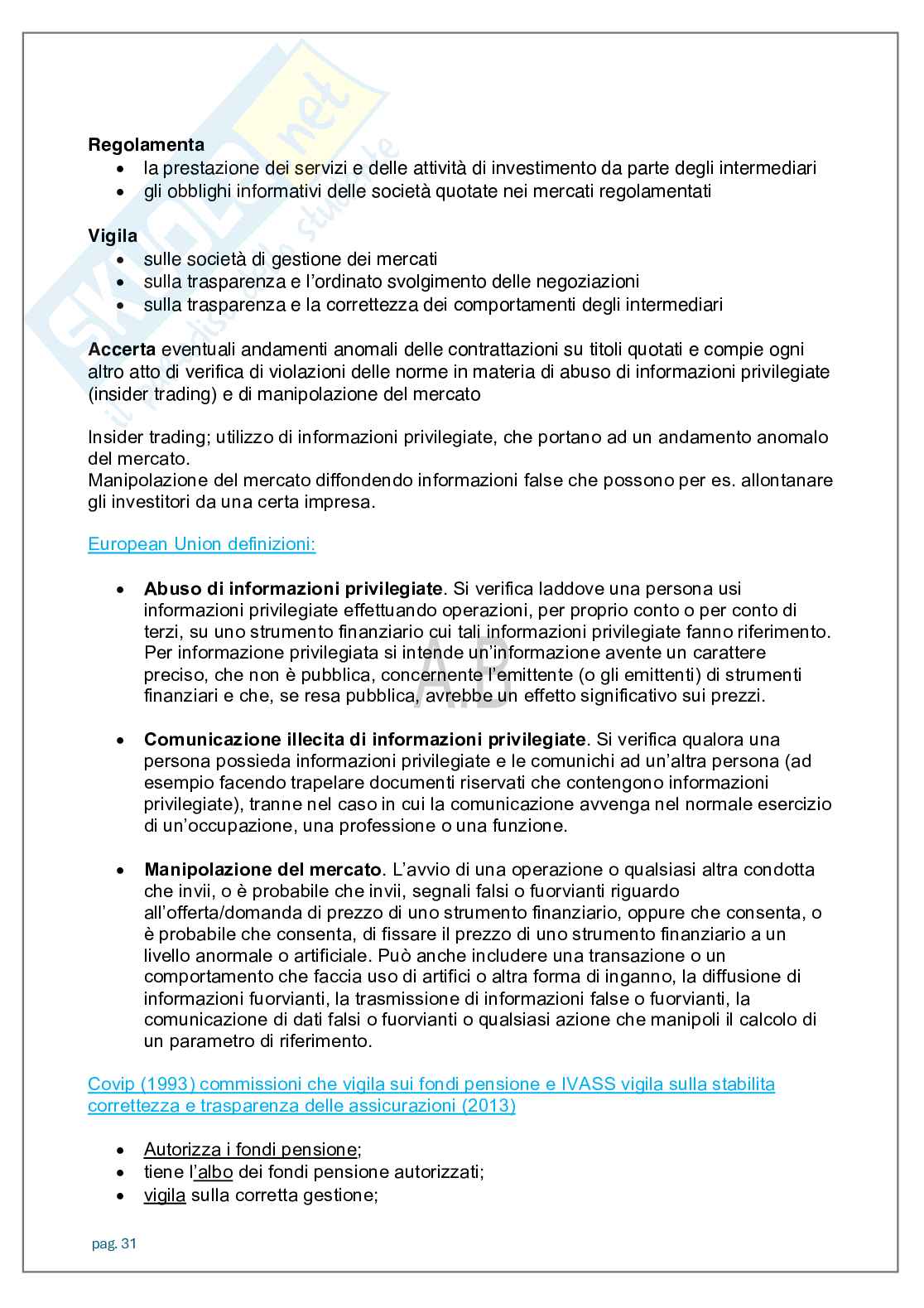 Appunti lezioni Economia degli intermediari finanziari   Pag. 31