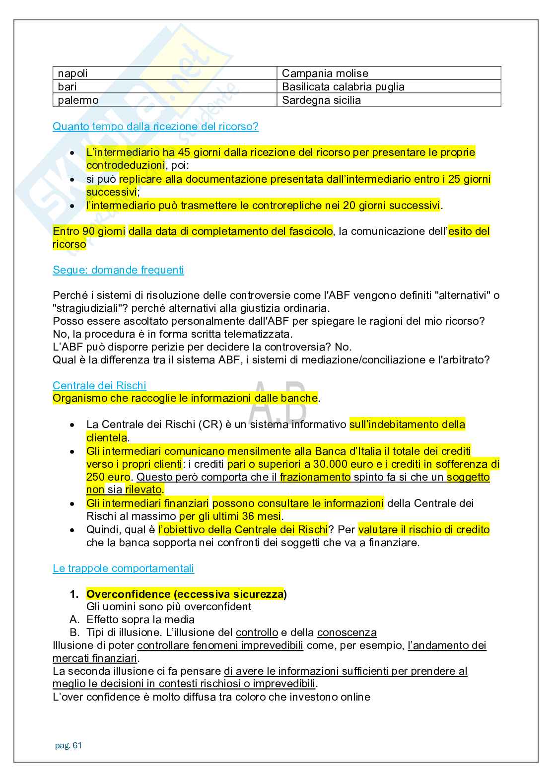 Appunti lezioni Economia degli intermediari finanziari   Pag. 61