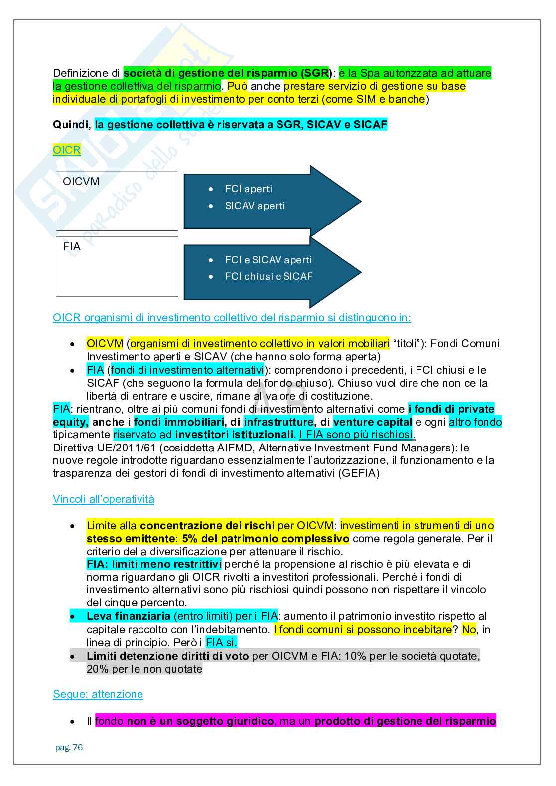 Appunti lezioni Economia degli intermediari finanziari   Pag. 76