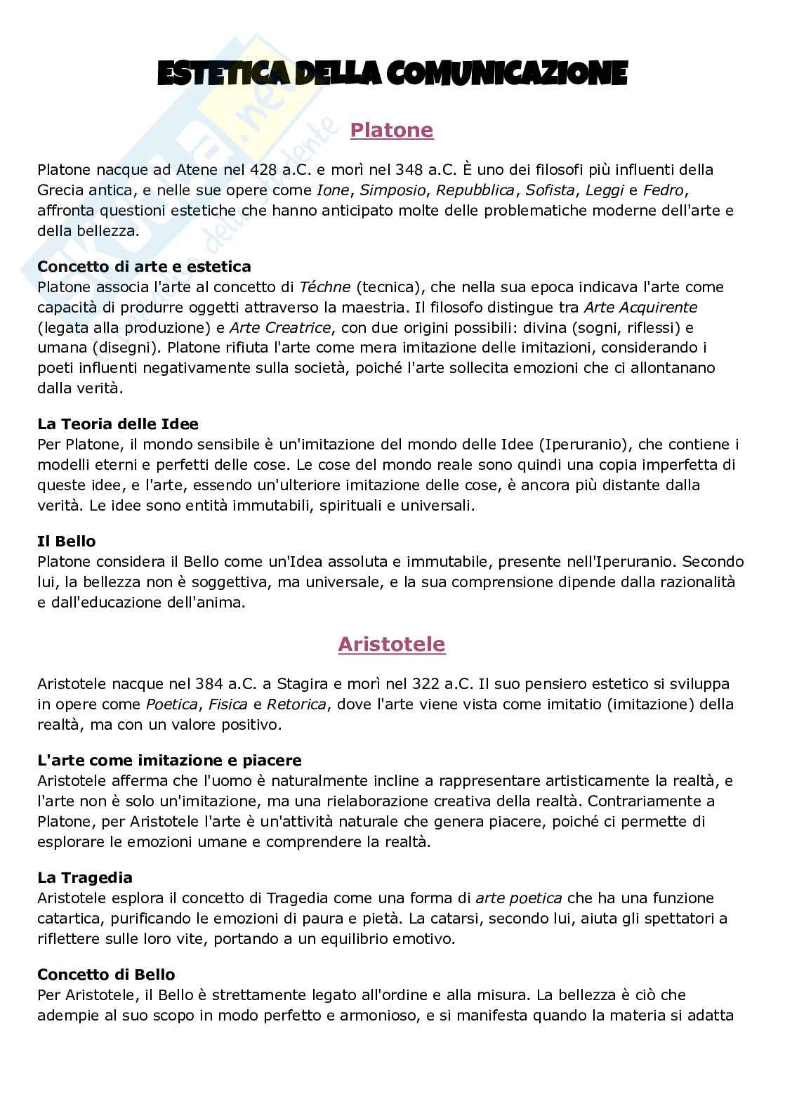 Appunti Estetica della comunicazione Pag. 1