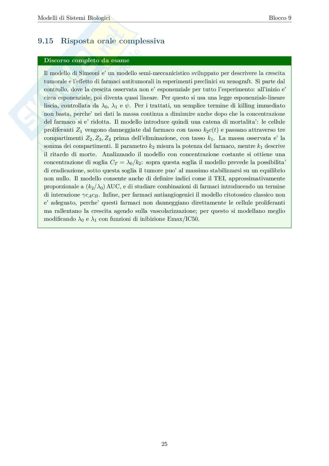 Blocco 9: modello tumorale di Simeoni Pag. 26