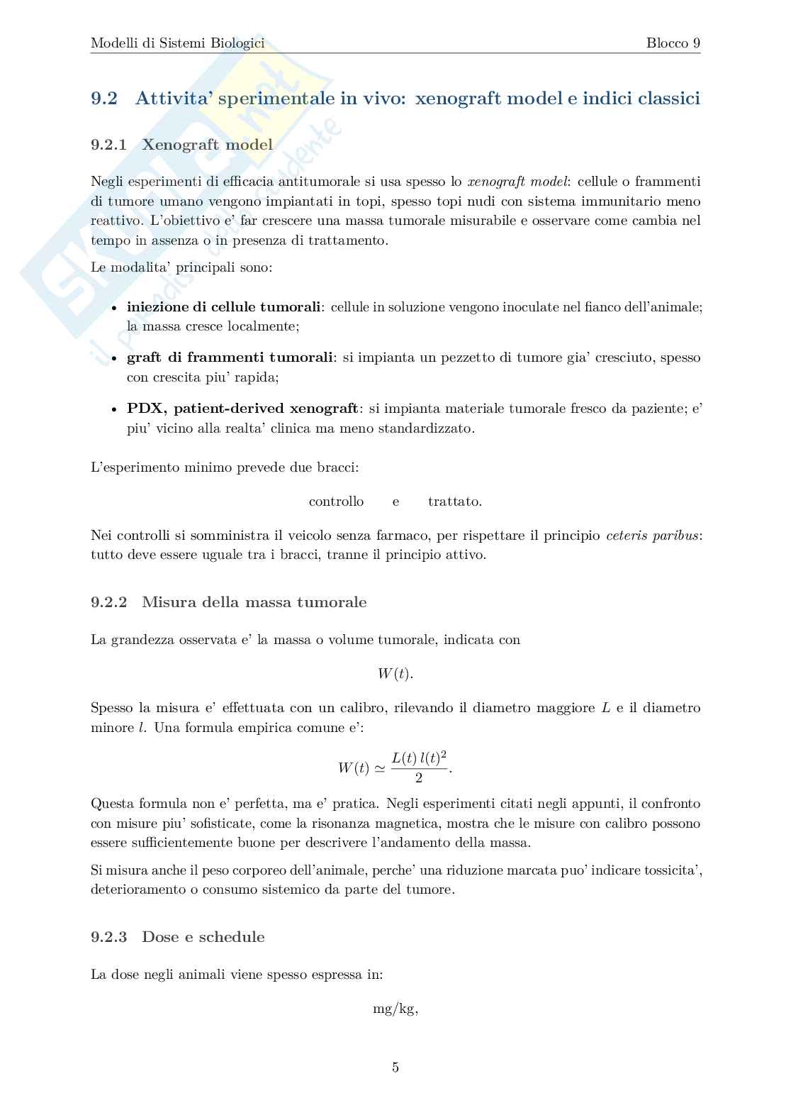 Blocco 9: modello tumorale di Simeoni Pag. 6