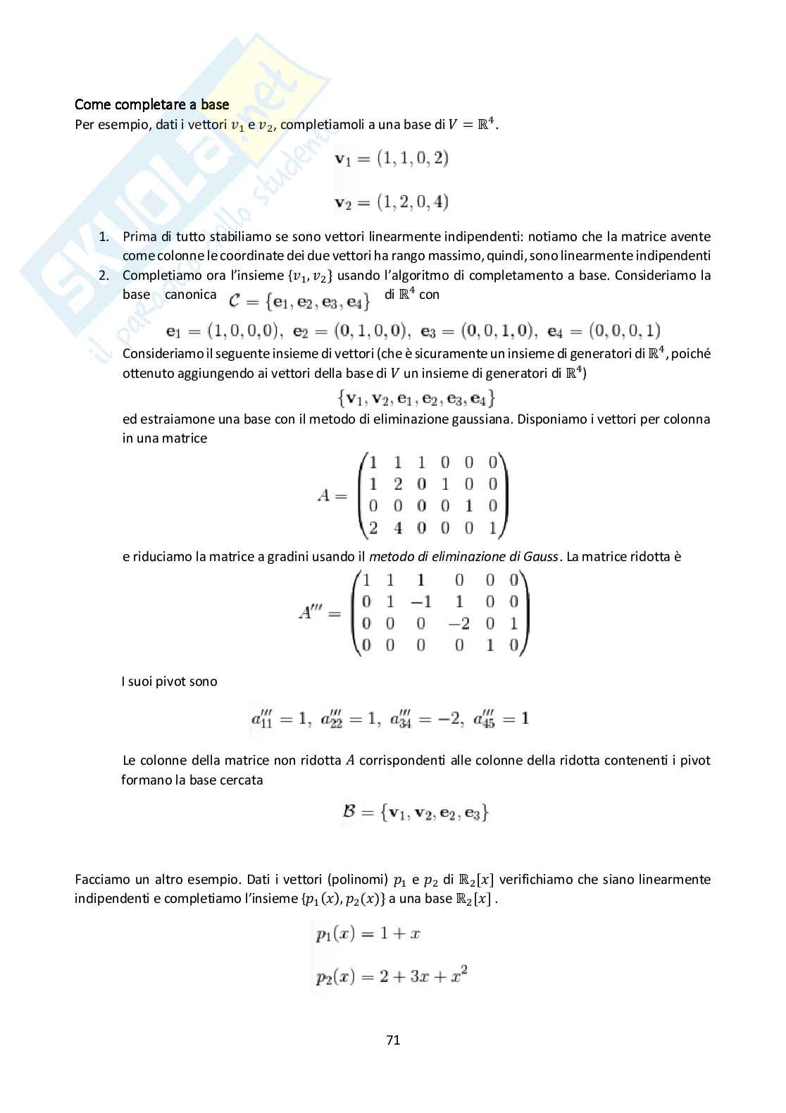 Algebra lineare e geometria - Appunti di teoria completi Pag. 71