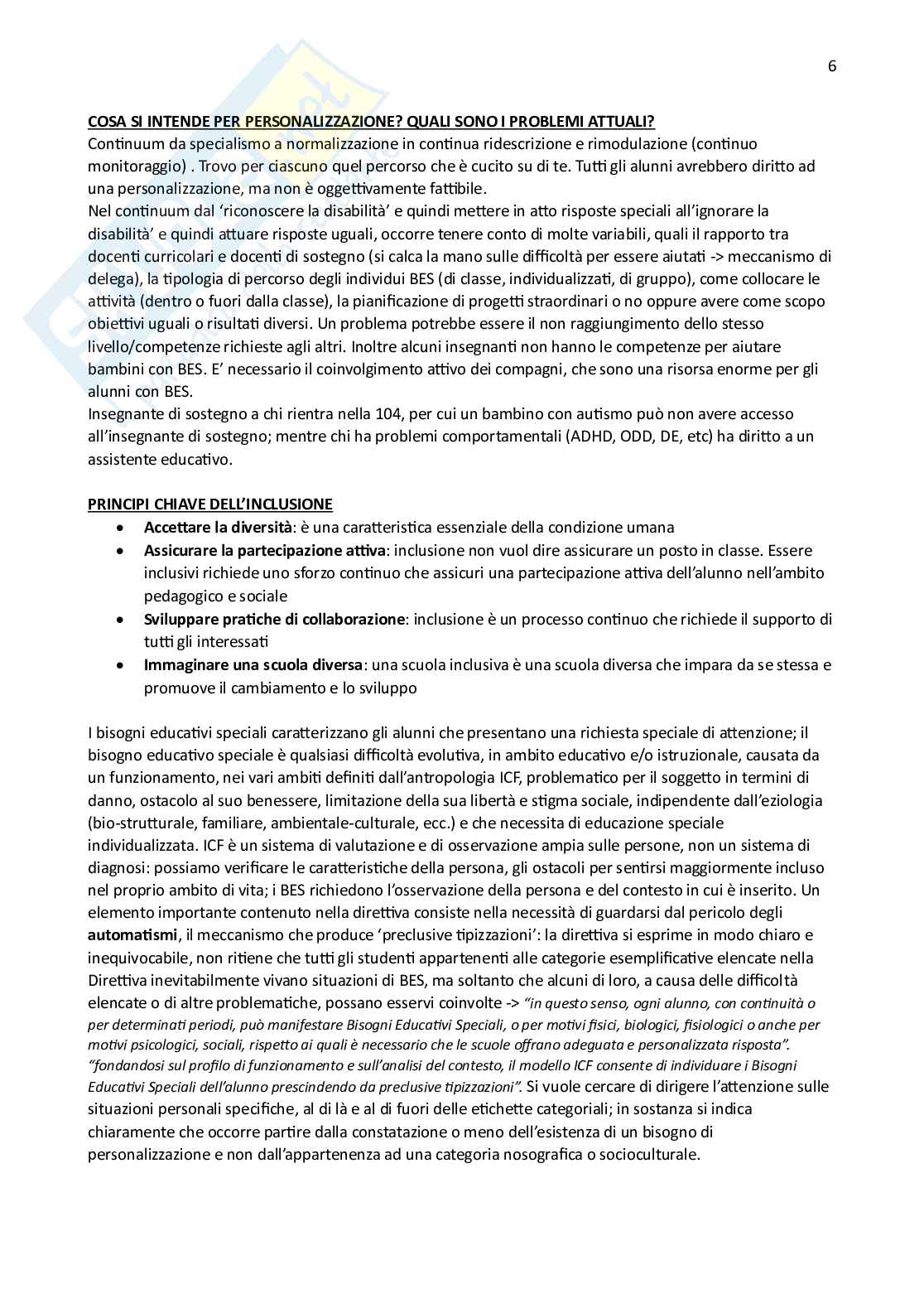 Appunti completi BES - Bisogni educativi speciali Pag. 6