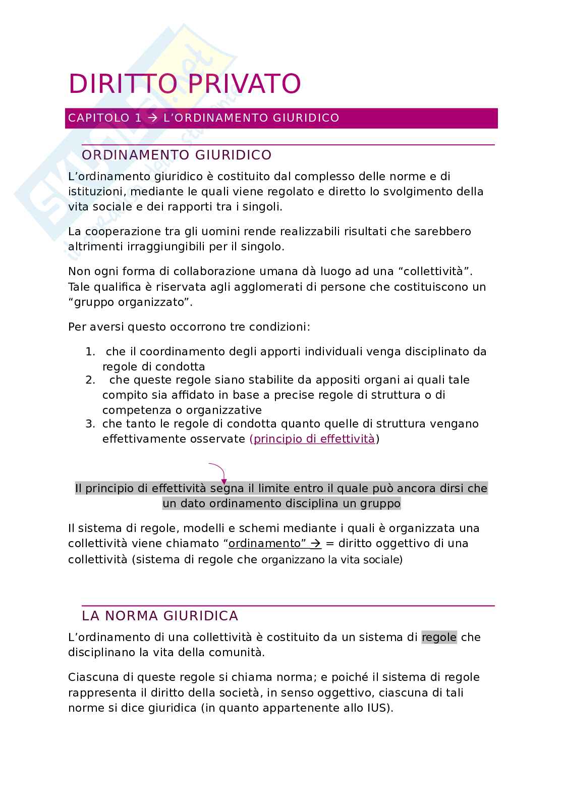 Diritto privato - Schemi Pag. 1