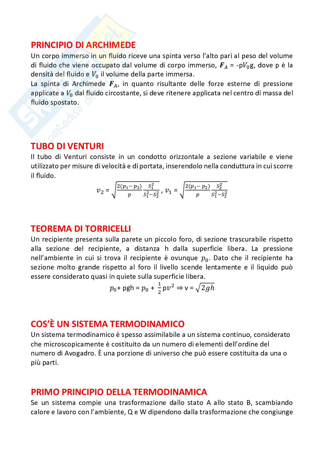 Domande e Risposte Fisica I – Fluidodinamica, gas e termodinamica Pag. 1