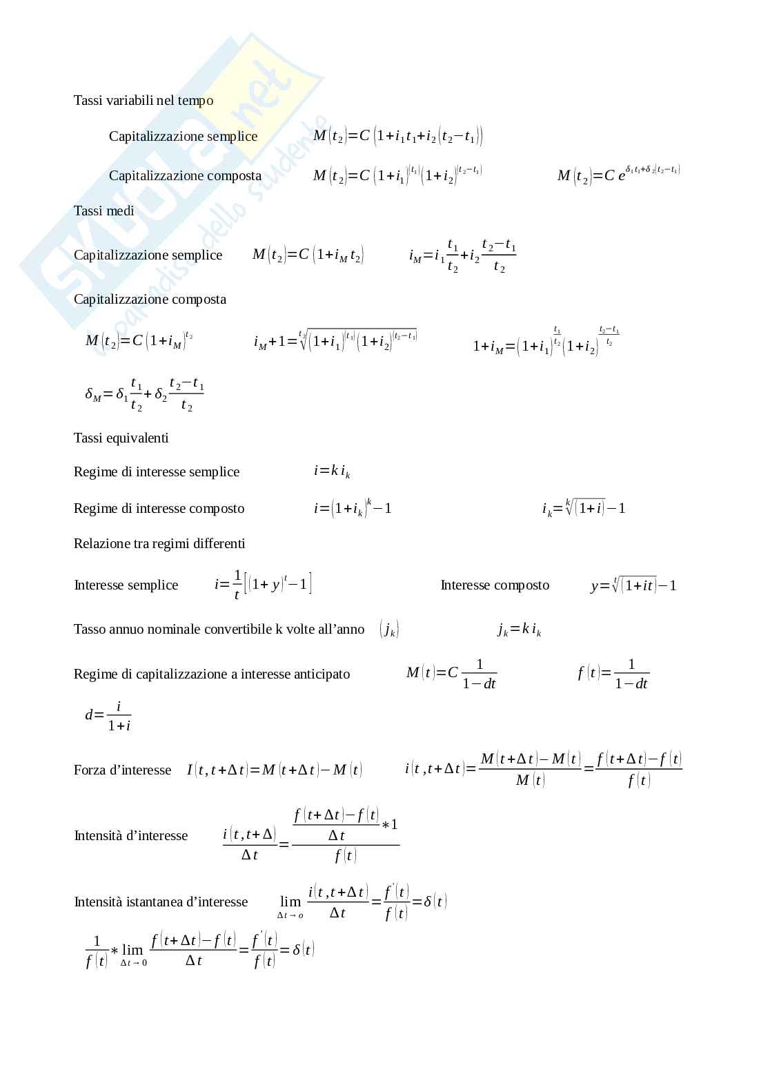 Formulario di Matematica finanziaria  Pag. 2