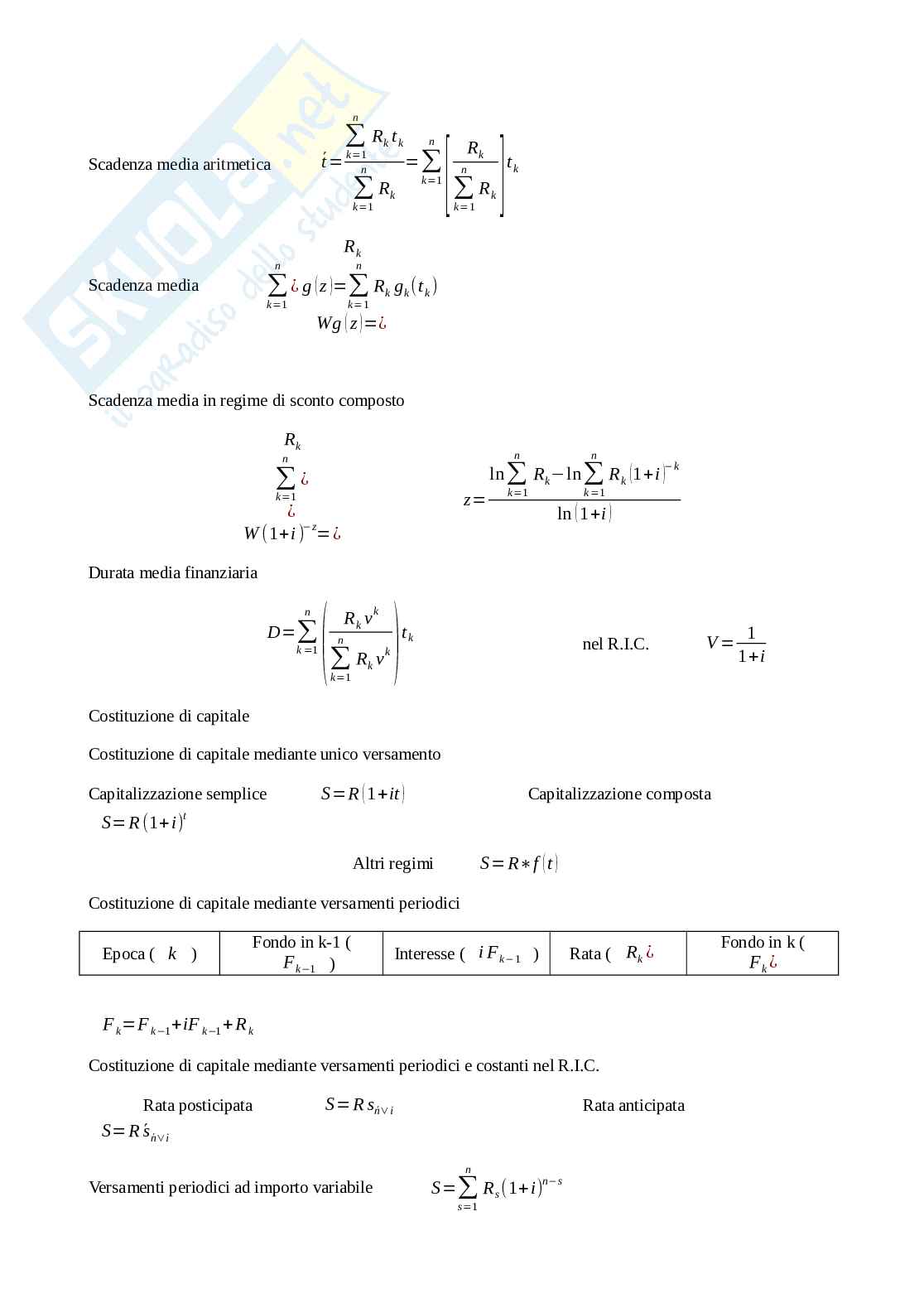 Formulario di Matematica finanziaria  Pag. 6