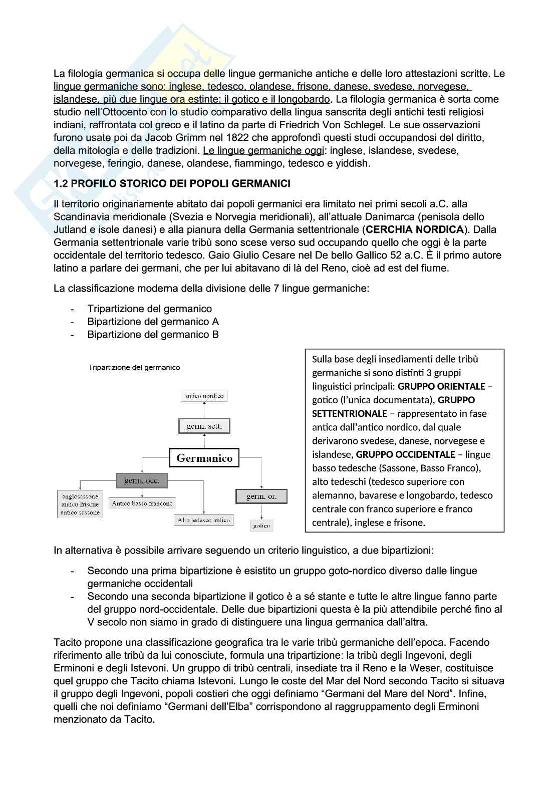 Filologia germanica: antiche lingue, fonetica e lessico storico Pag. 1