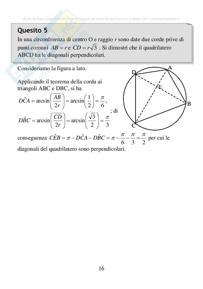 2011 - Liceo scientifico estero (scuole italiane all'estero Europa), sessione ordinaria Pag. 16