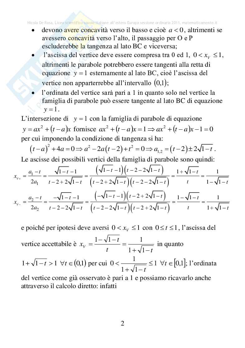 2011 - Liceo scientifico estero (scuole italiane all'estero Europa), sessione ordinaria Pag. 2