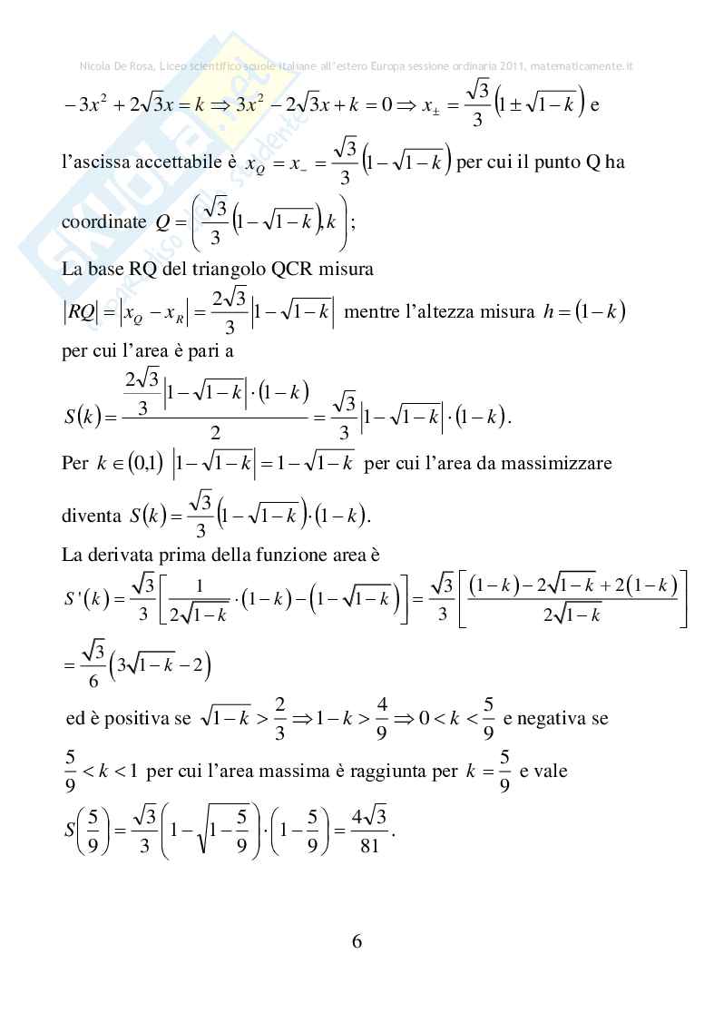 2011 - Liceo scientifico estero (scuole italiane all'estero Europa), sessione ordinaria Pag. 6