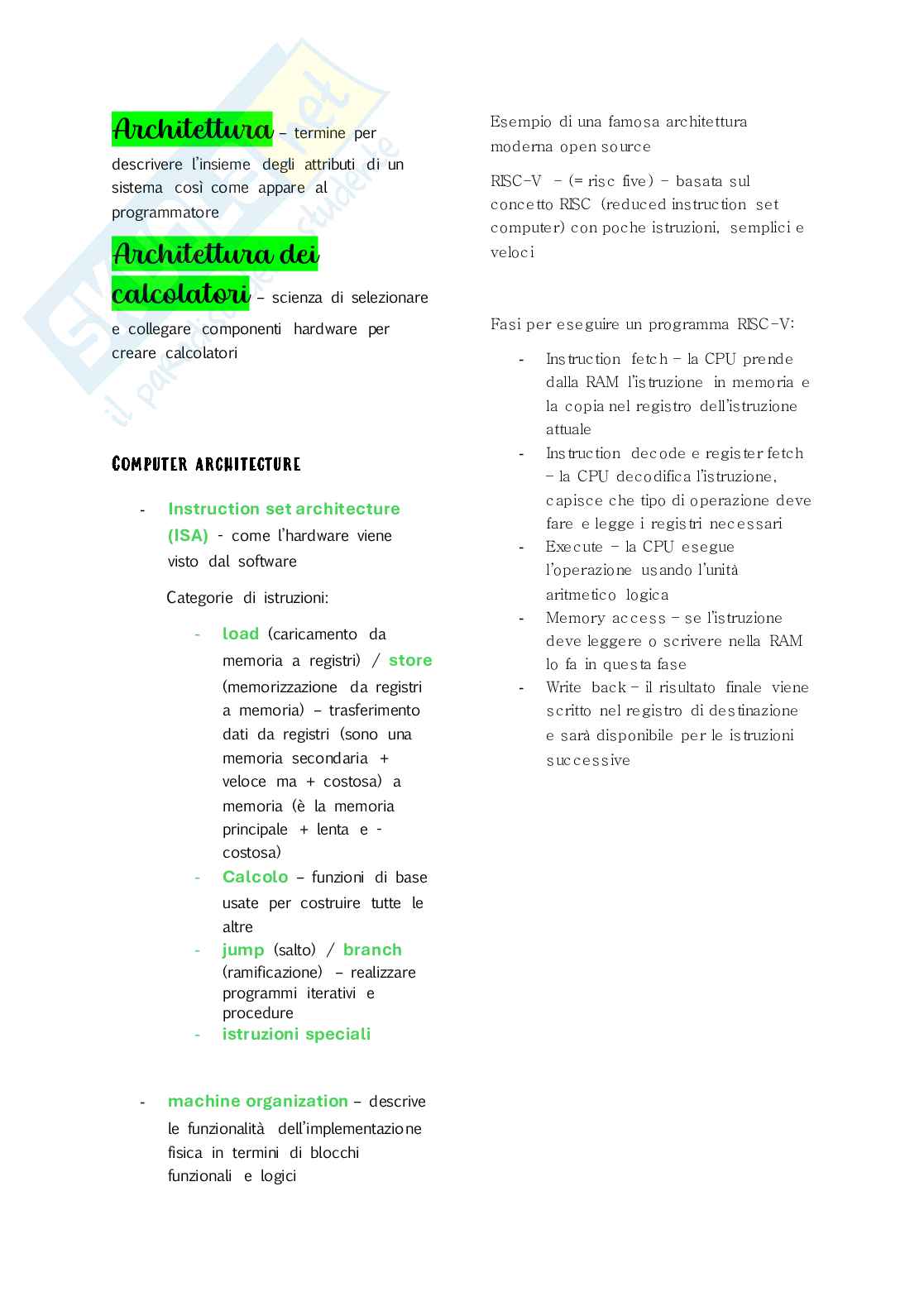 Esame universitario di Fondamenti di architetture degli elaboratori Pag. 1