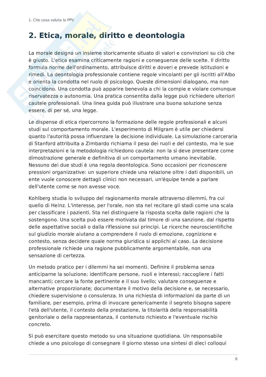 Laboratorio di etica e deontologia - Prova pratico valutativa psicologo Pag. 1