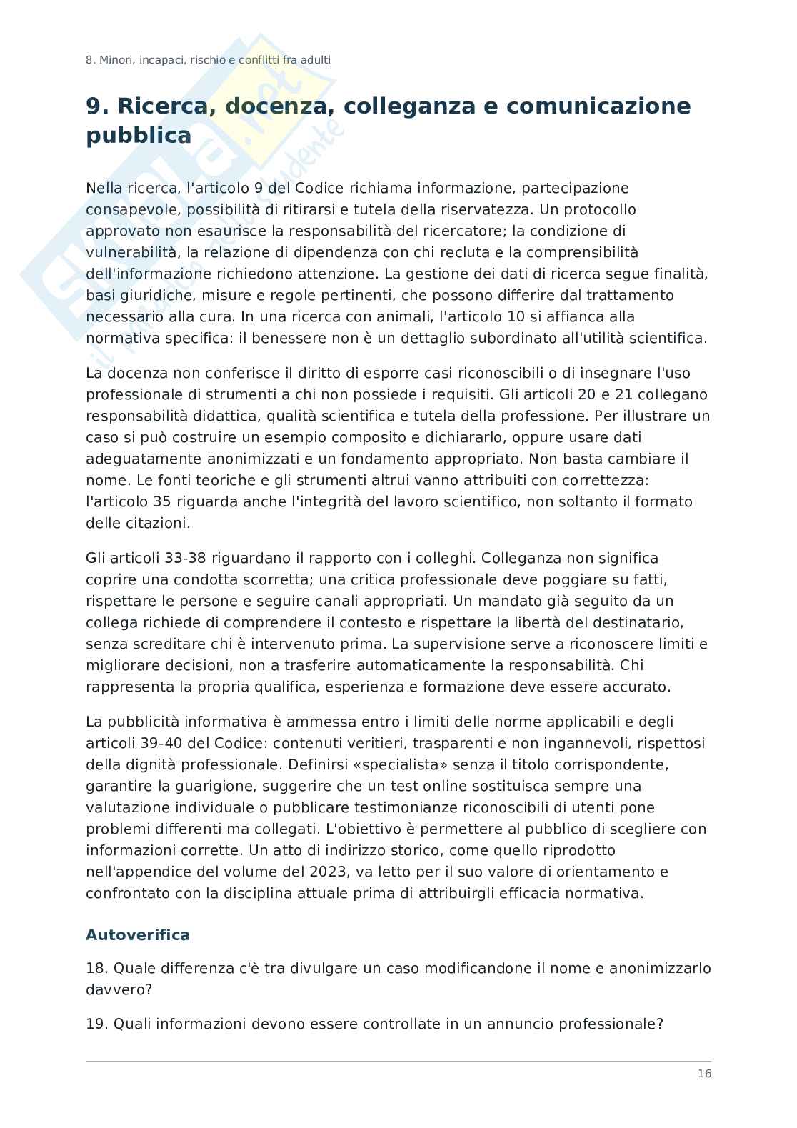 Laboratorio di etica e deontologia - Prova pratico valutativa psicologo Pag. 11