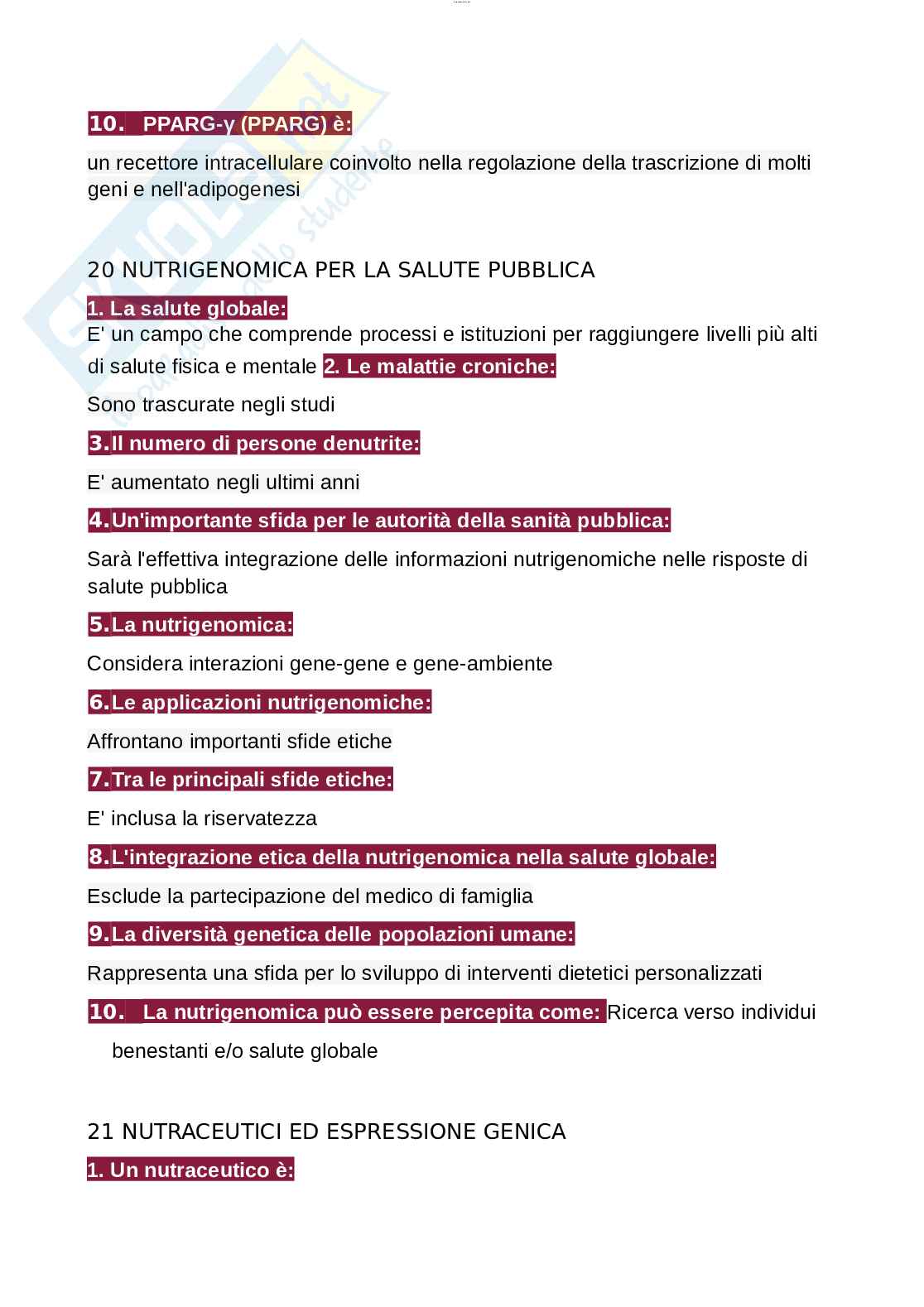 Paniere esame Nutrizione ed endocrinologia Pag. 16
