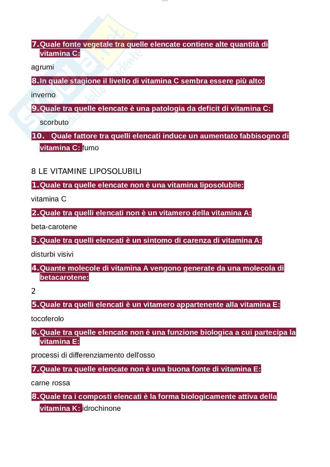 Paniere esame Nutrizione ed endocrinologia Pag. 6