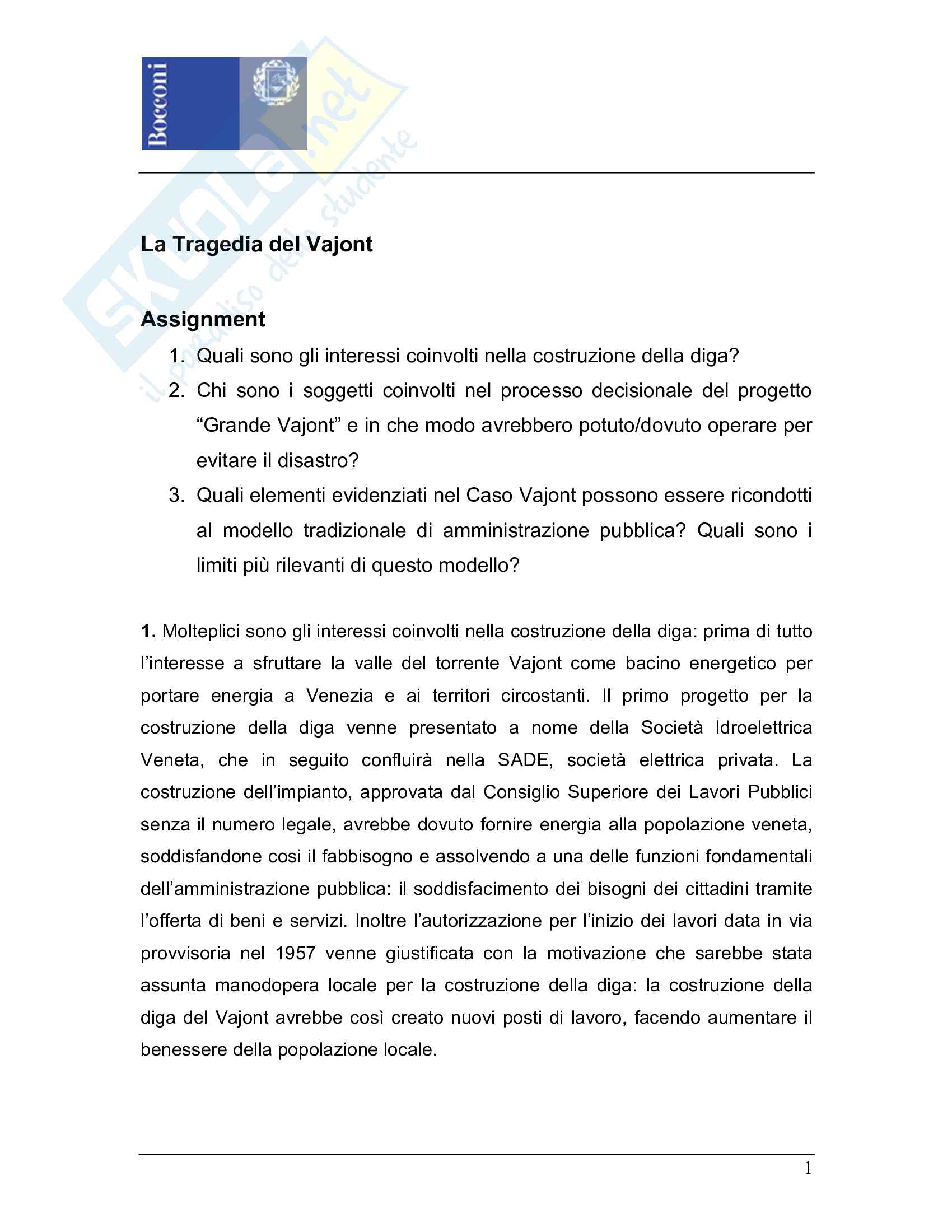Caso Tragedia del Vajont Pag. 1