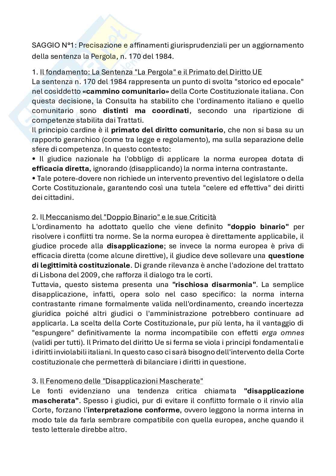 Riassunto esame Istituzioni di Diritto Pubblico, Prof. Pistorio Giovanna, libro consigliato Percorsi di diritto pubblico, Fontana, Pistorio Pag. 1