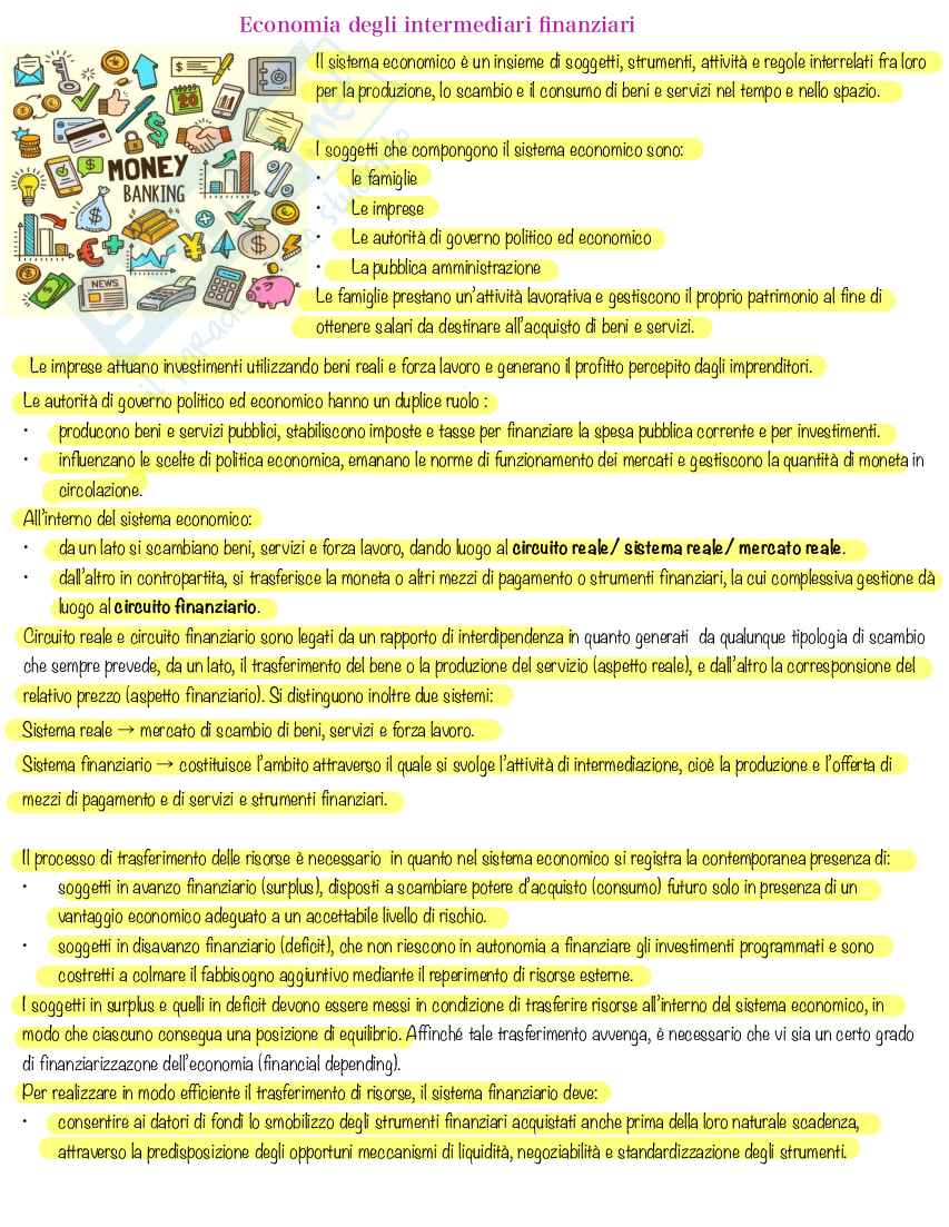 Economia degli intermediari finanziari  Pag. 1